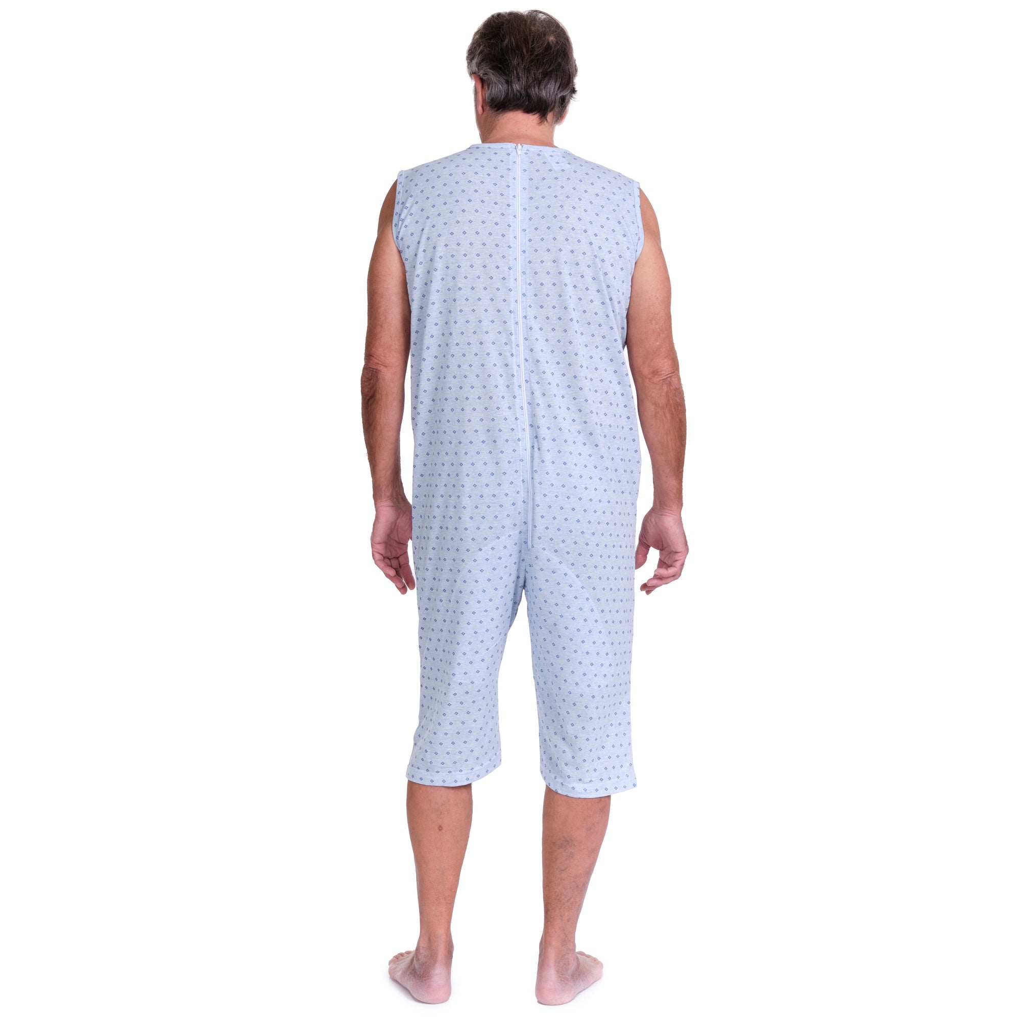 Sleeveless Medical pyjamas with shorts, 1 zip/fastener at the back, cotton/polyester blend - 9008/7