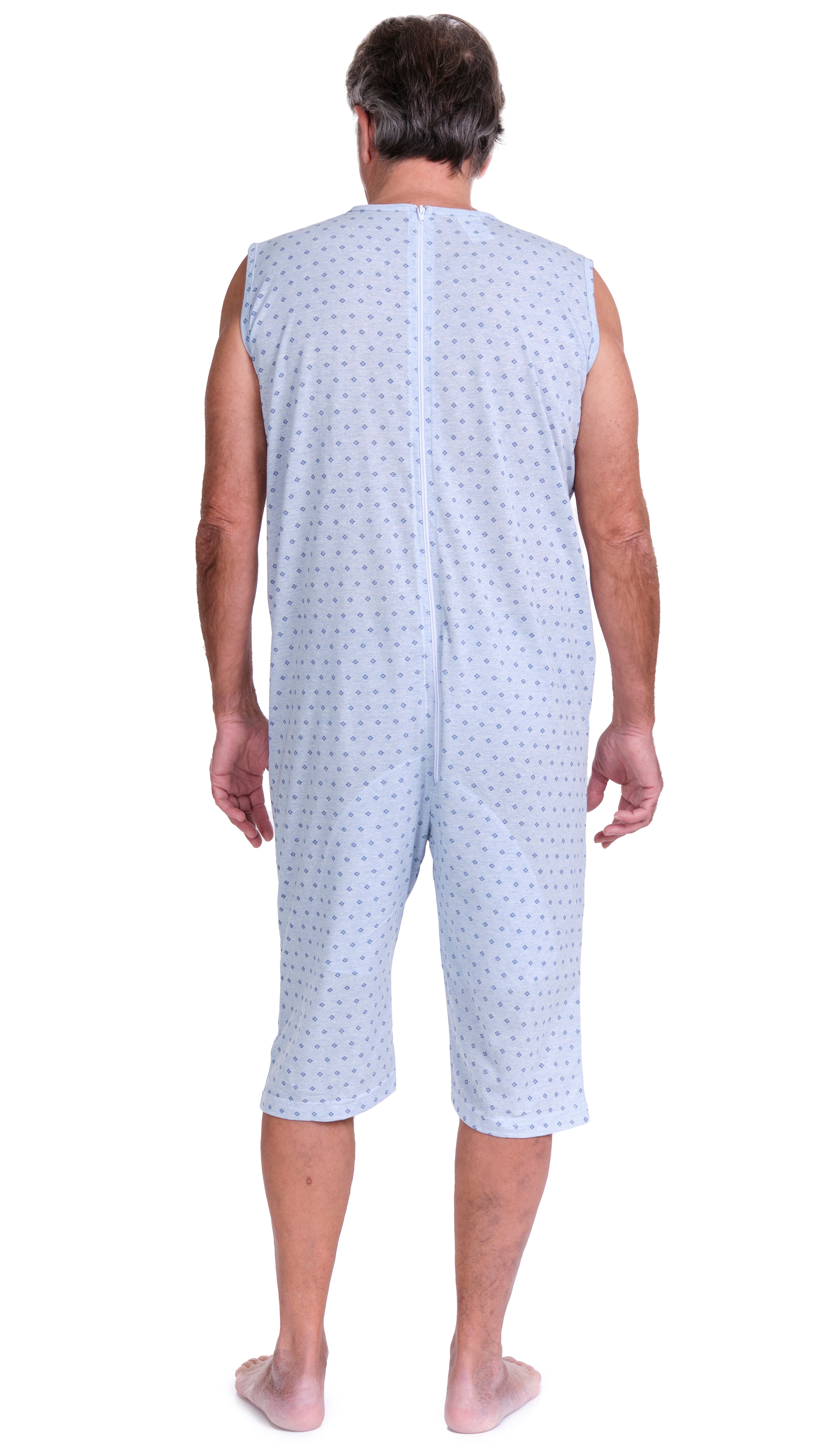 Sleeveless Medical pyjamas with shorts, 1 zip/fastener at the back, cotton/polyester blend - 9008/7