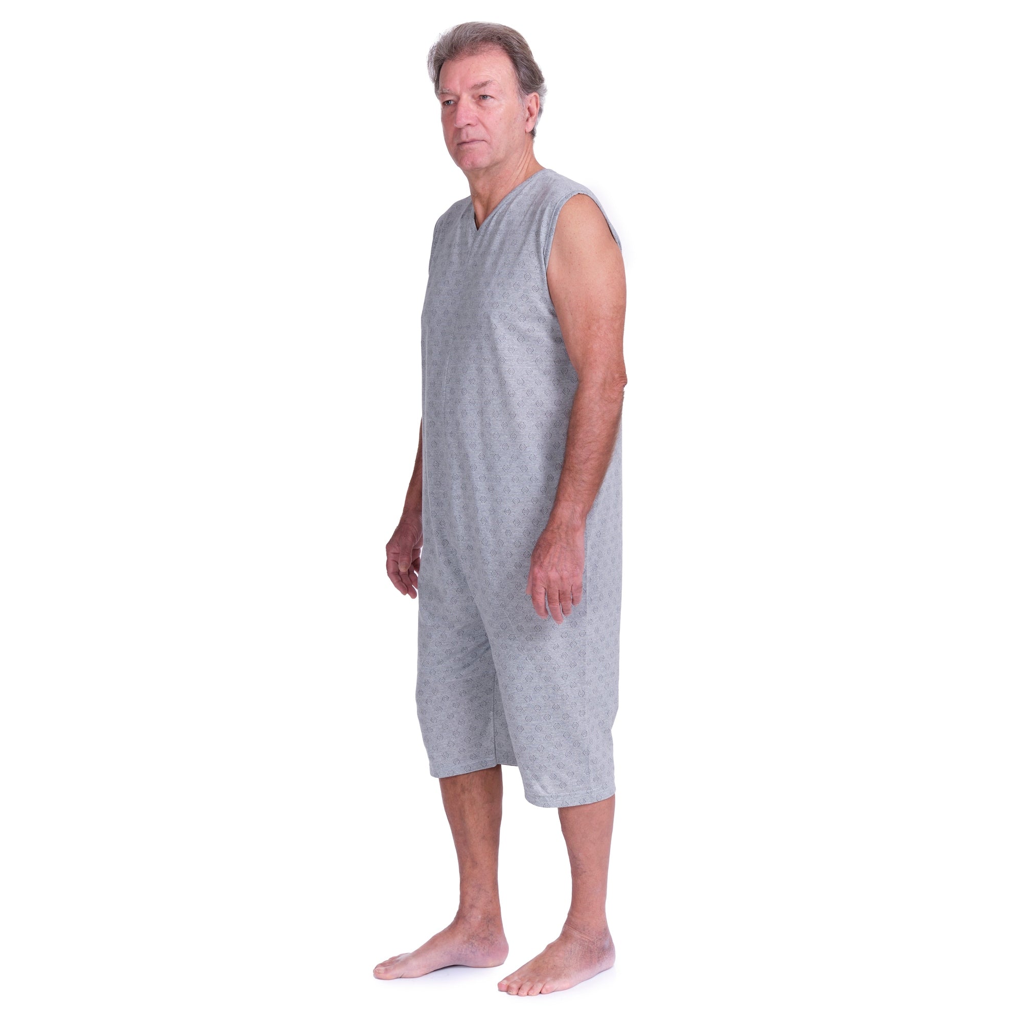 Sleeveless Medical pyjamas with shorts, 1 zip/fastener at the back, cotton/polyester blend - 9008/7