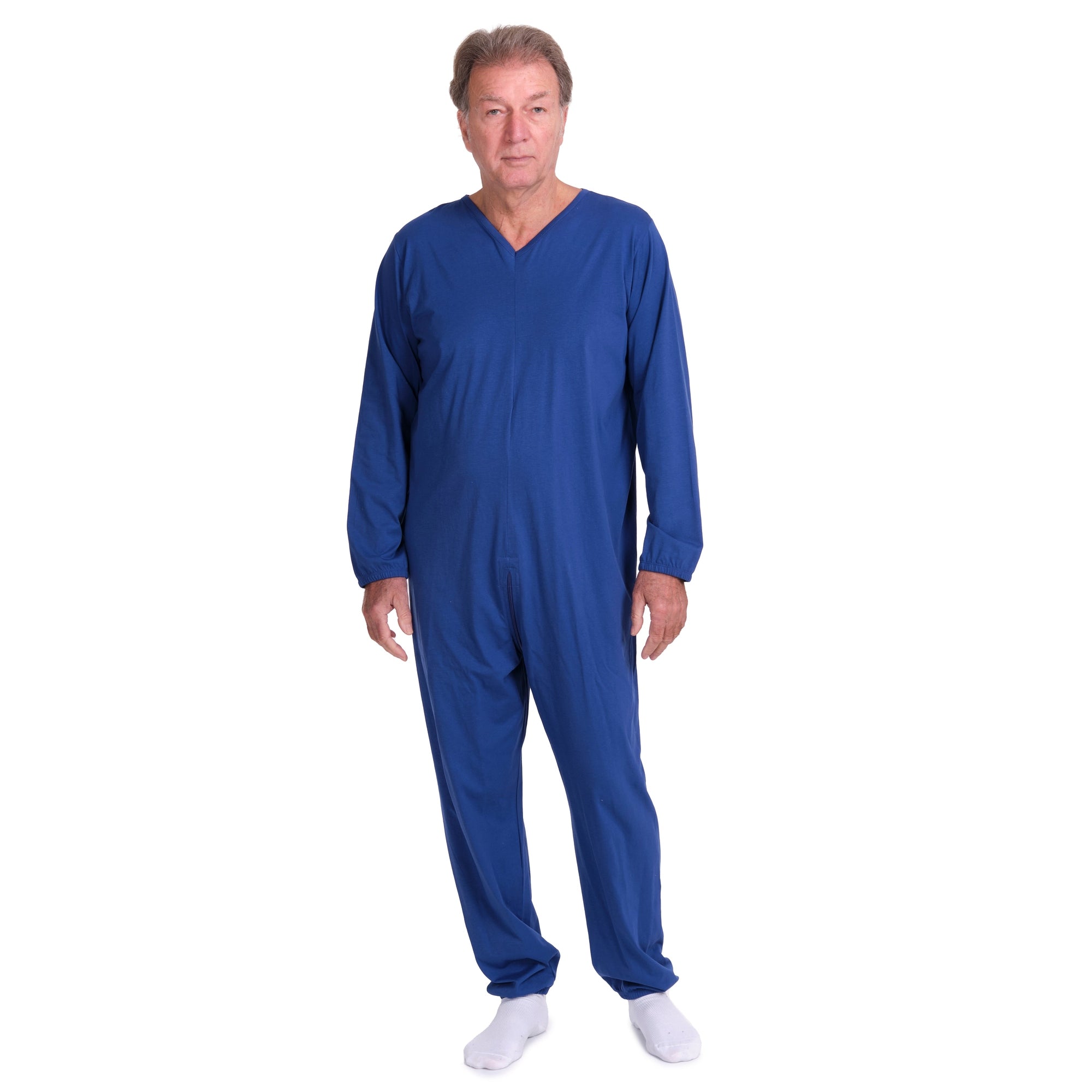 One-piece pyjamas for hospital patients with full-length zip and long sleeves, 100% Cotton - 9078 ML PL