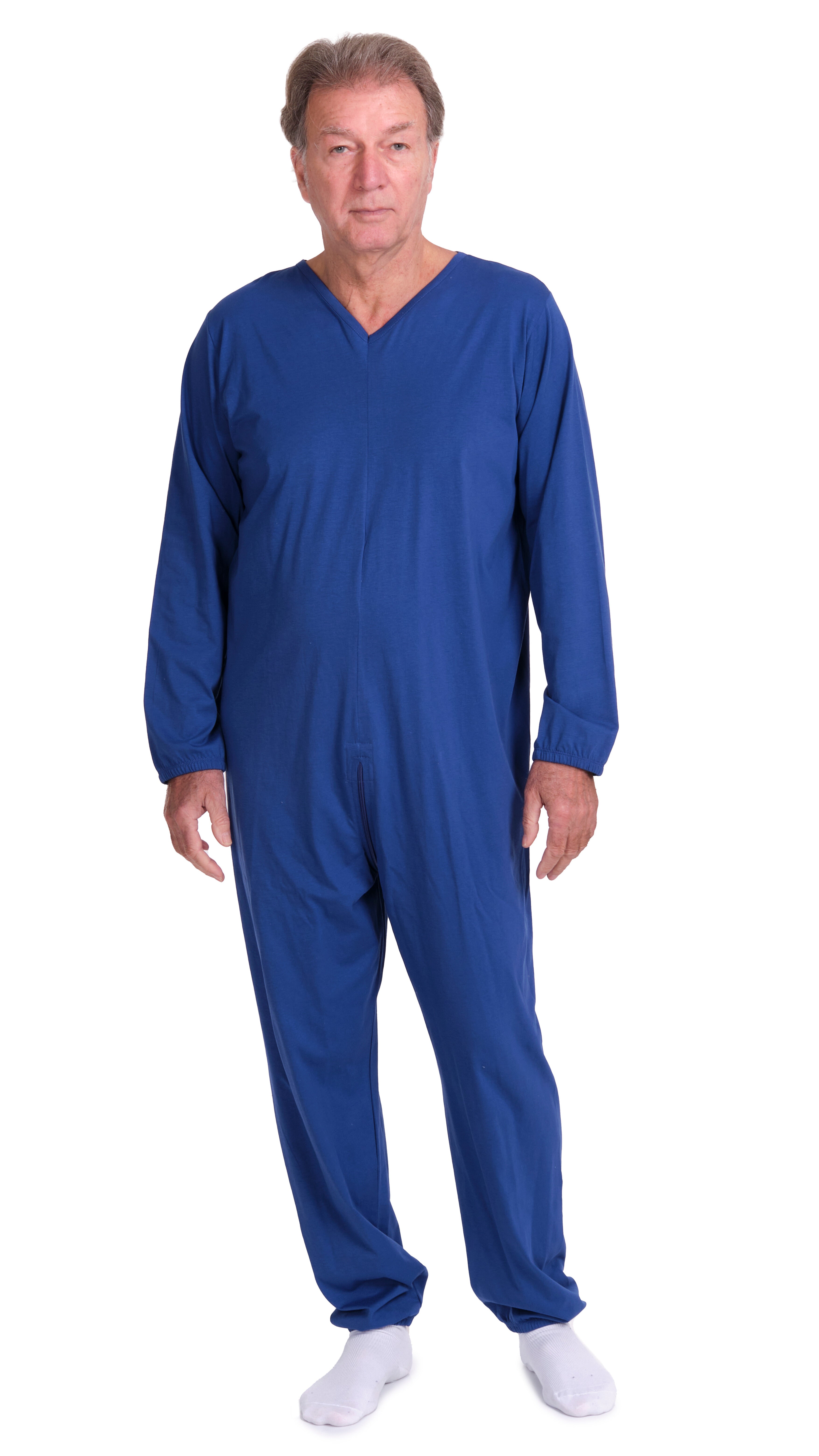 One-piece pyjamas for hospital patients with full-length zip and long sleeves, 100% Cotton - 9078 ML PL