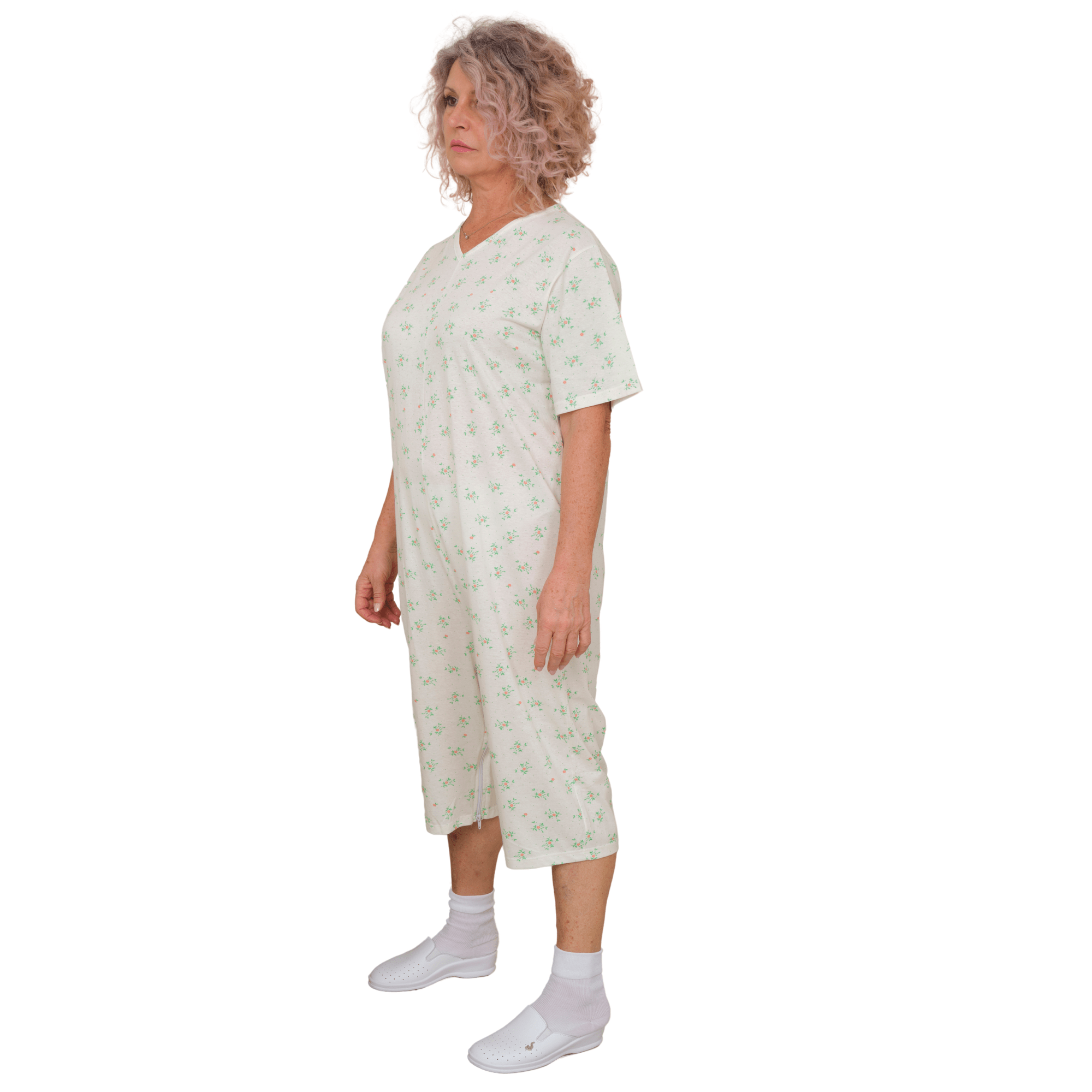 Adaptive Summer Pyjamas – Model 9012/6 – Short Sleeve & Shorts – 100% Cotton – Back & Inner Leg Zippers – Alzheimer & Incontinence Care – Made in Italy
