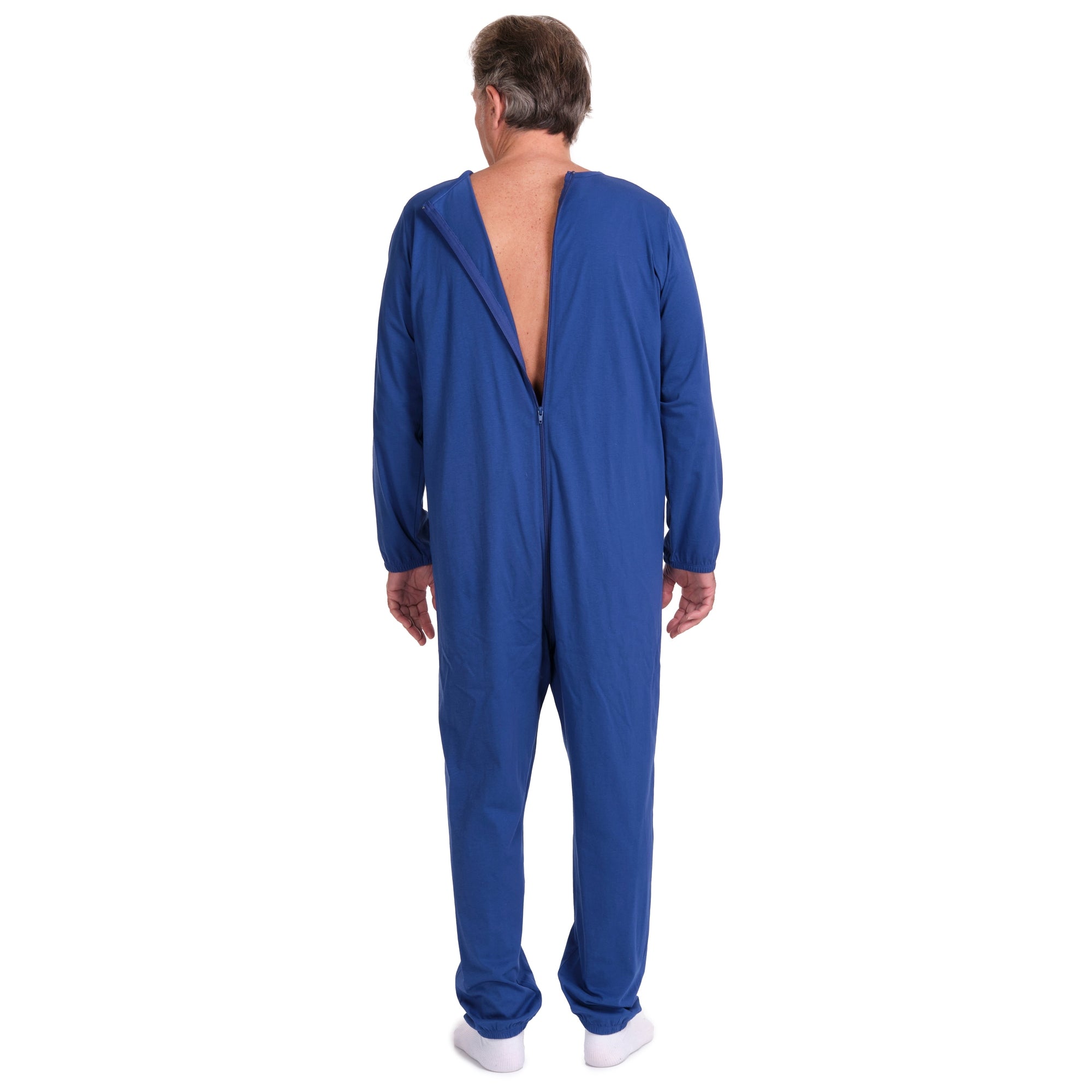 One-piece pyjamas for hospital patients with full-length zip and long sleeves, 100% Cotton - 9078 ML PL