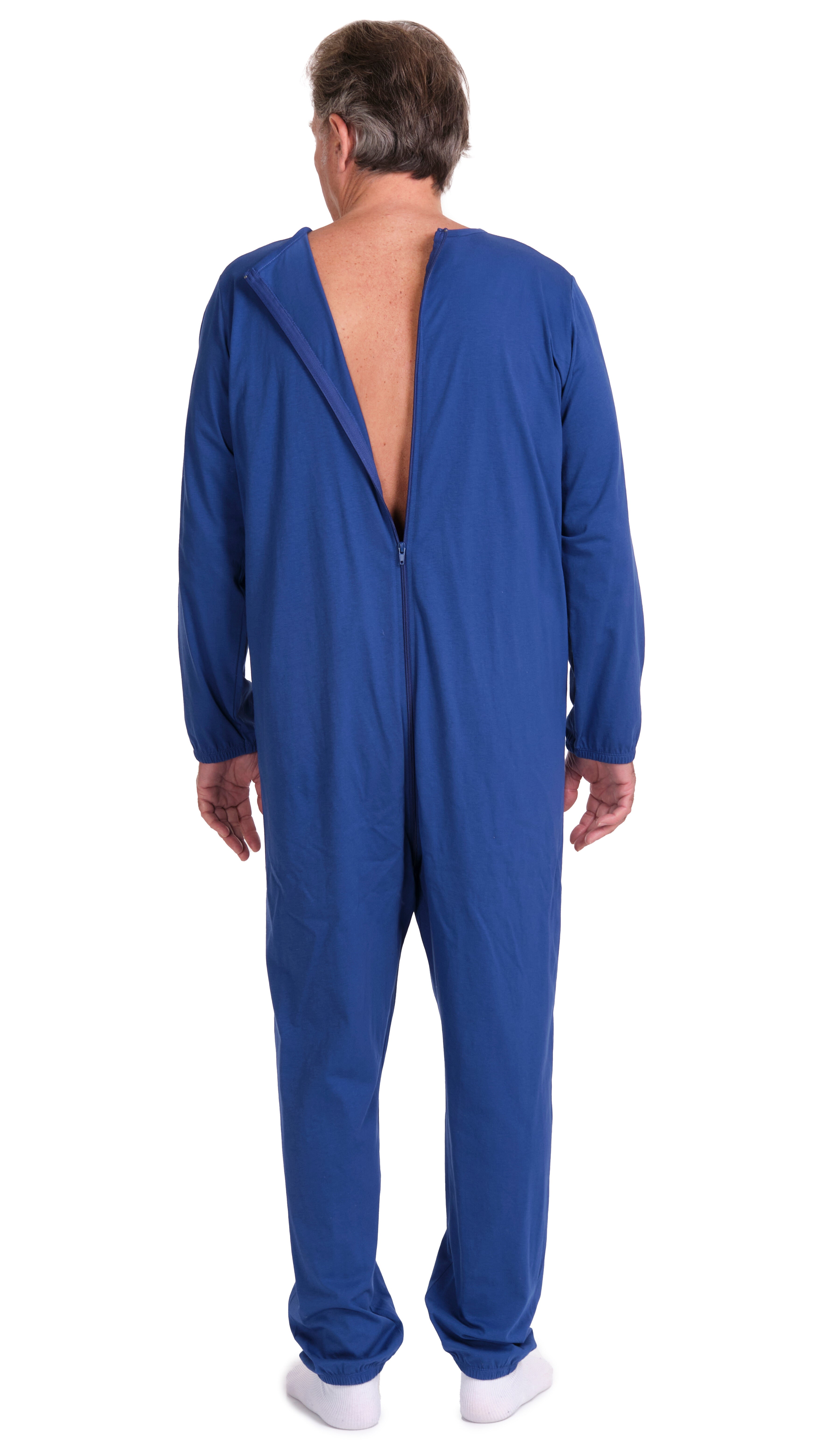 One-piece pyjamas for hospital patients with full-length zip and long sleeves, 100% Cotton - 9078 ML PL