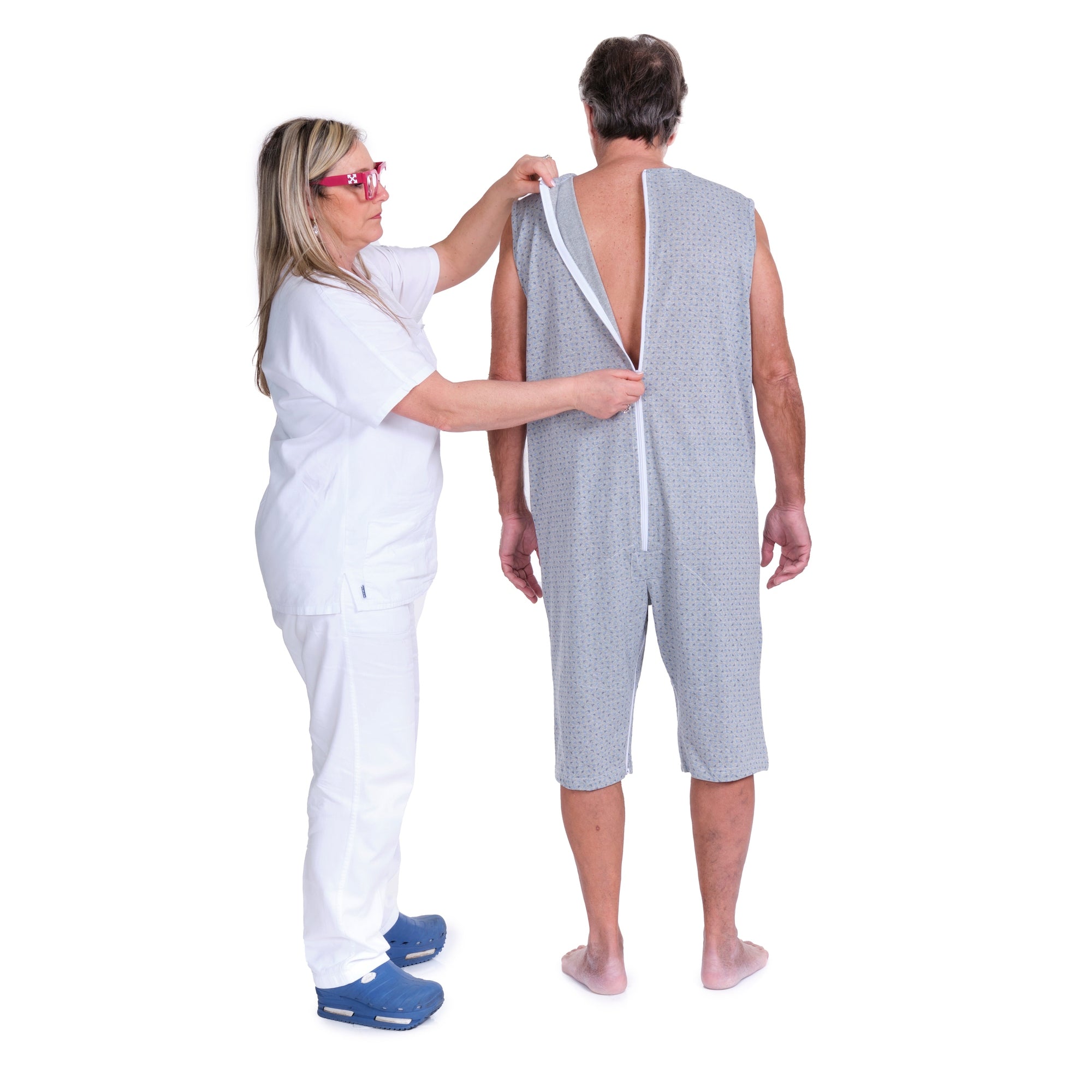 Sleeveless Pyjamas with shorts featuring 2 zips/fasteners, cotton/polyester blend - 9008/8