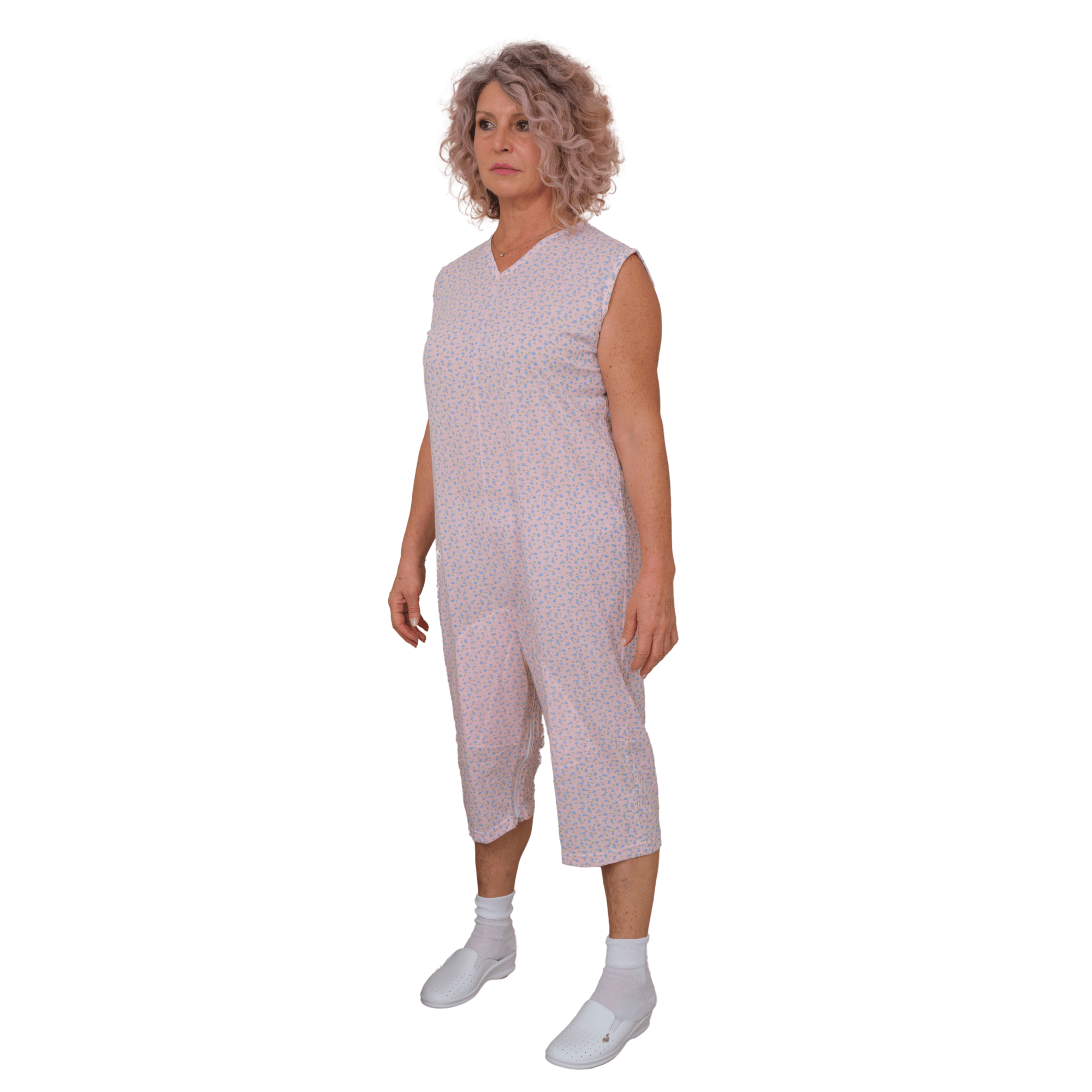 Sleeveless Pyjamas with shorts featuring 2 zips/fasteners, cotton/polyester blend - 9008/8