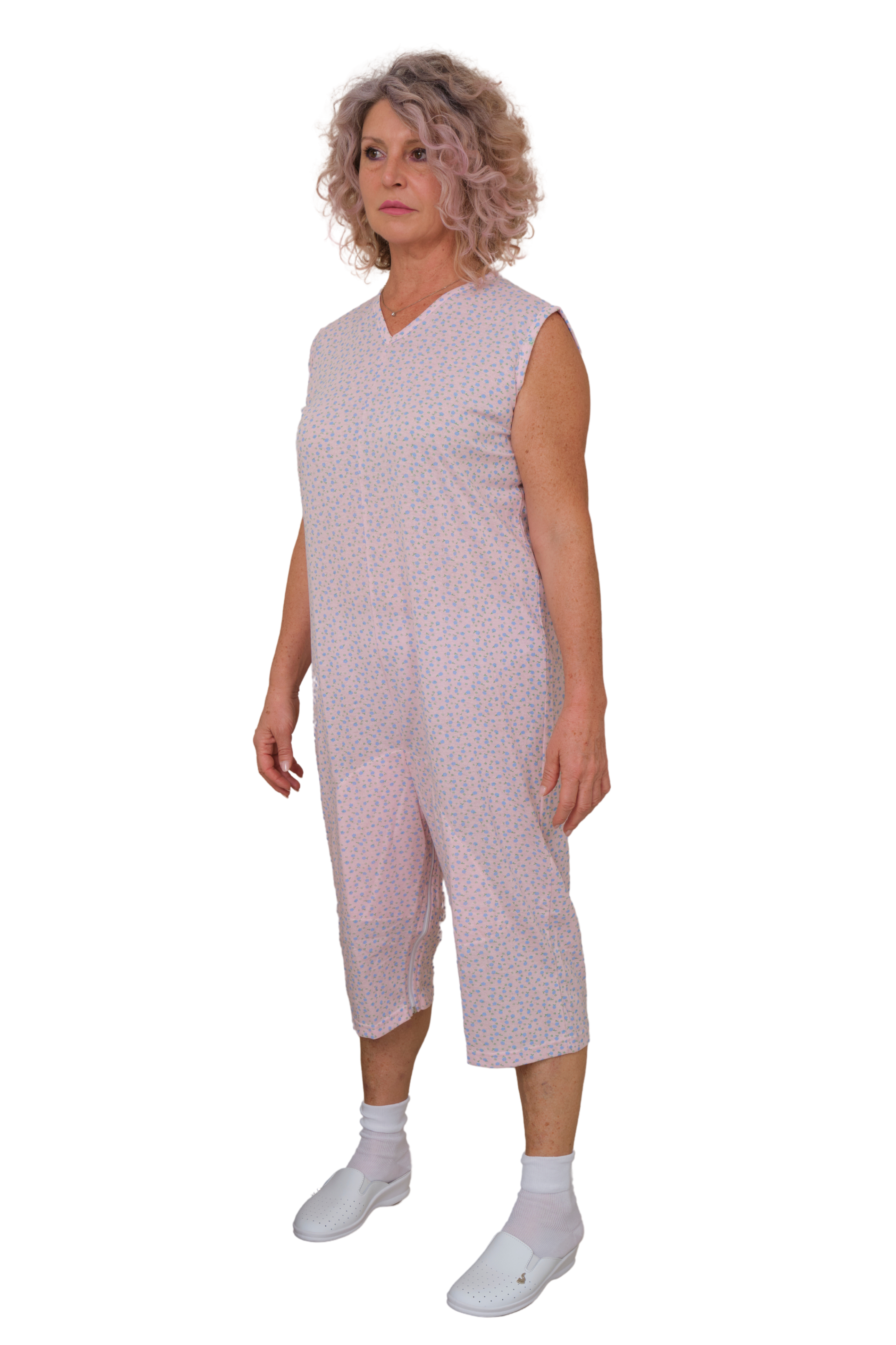 Sleeveless Pyjamas with shorts featuring 2 zips/fasteners, cotton/polyester blend - 9008/8