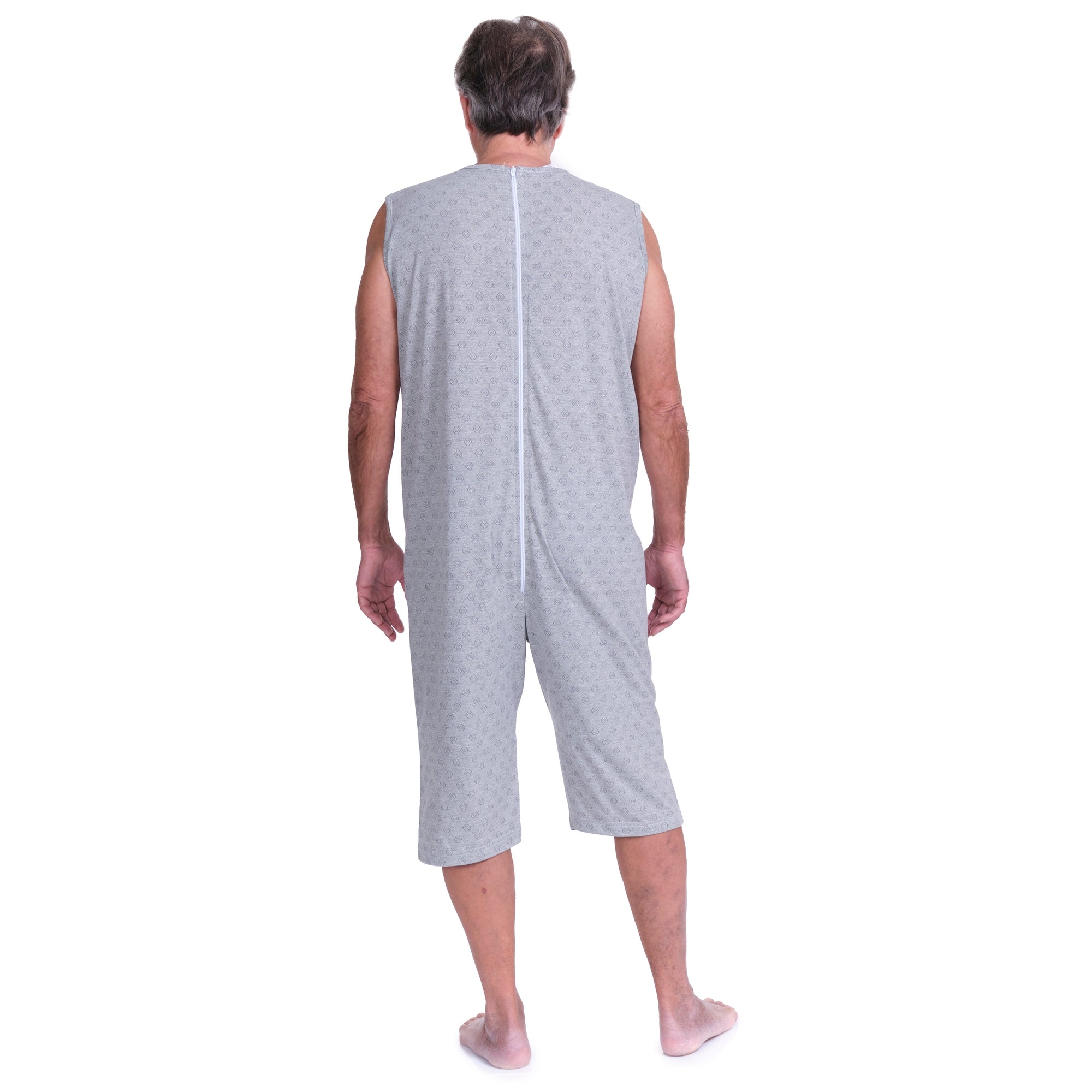 Sleeveless Medical pyjamas with shorts, 1 zip/fastener at the back, cotton/polyester blend - 9008/7