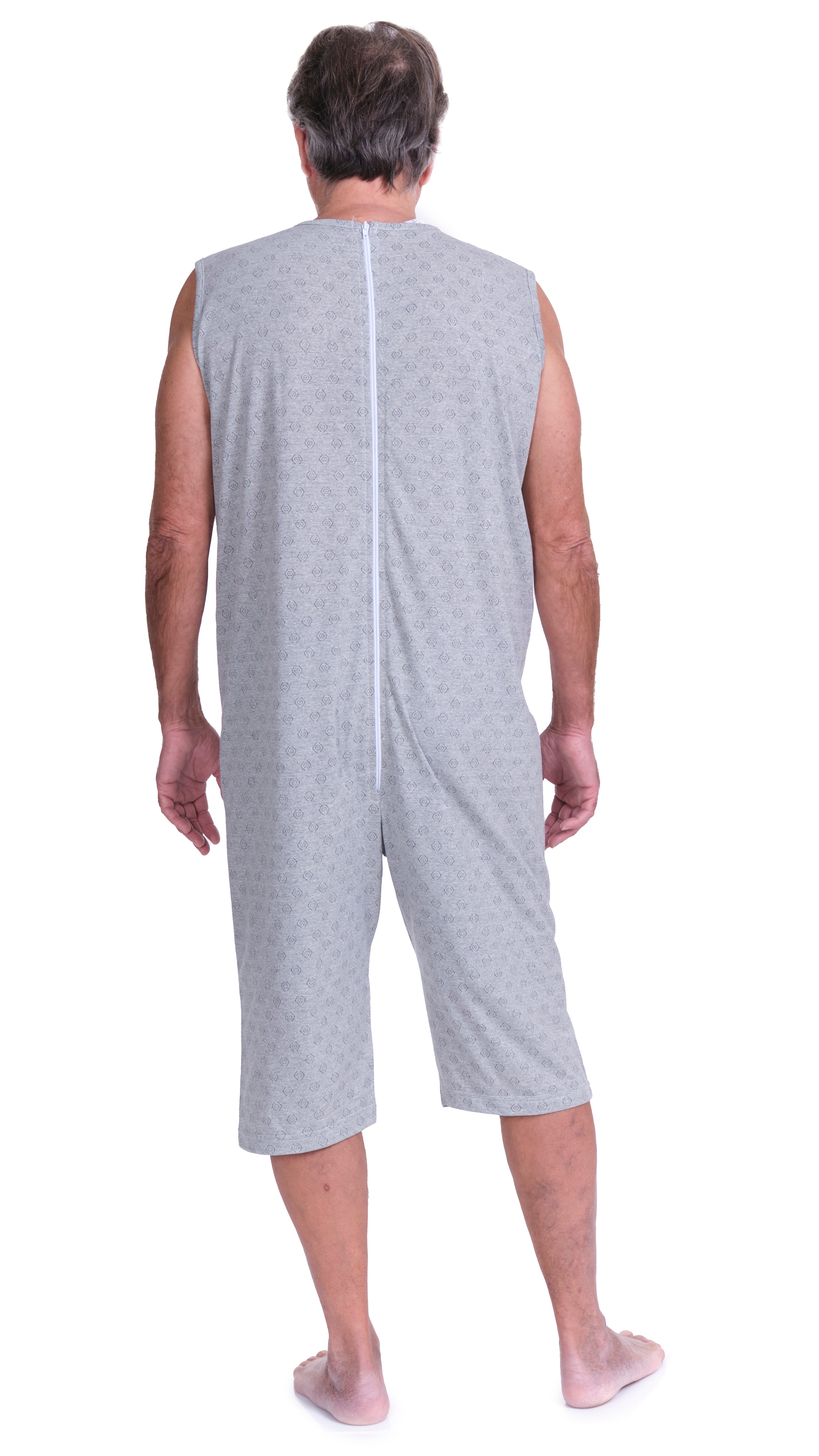 Sleeveless Medical pyjamas with shorts, 1 zip/fastener at the back, cotton/polyester blend - 9008/7