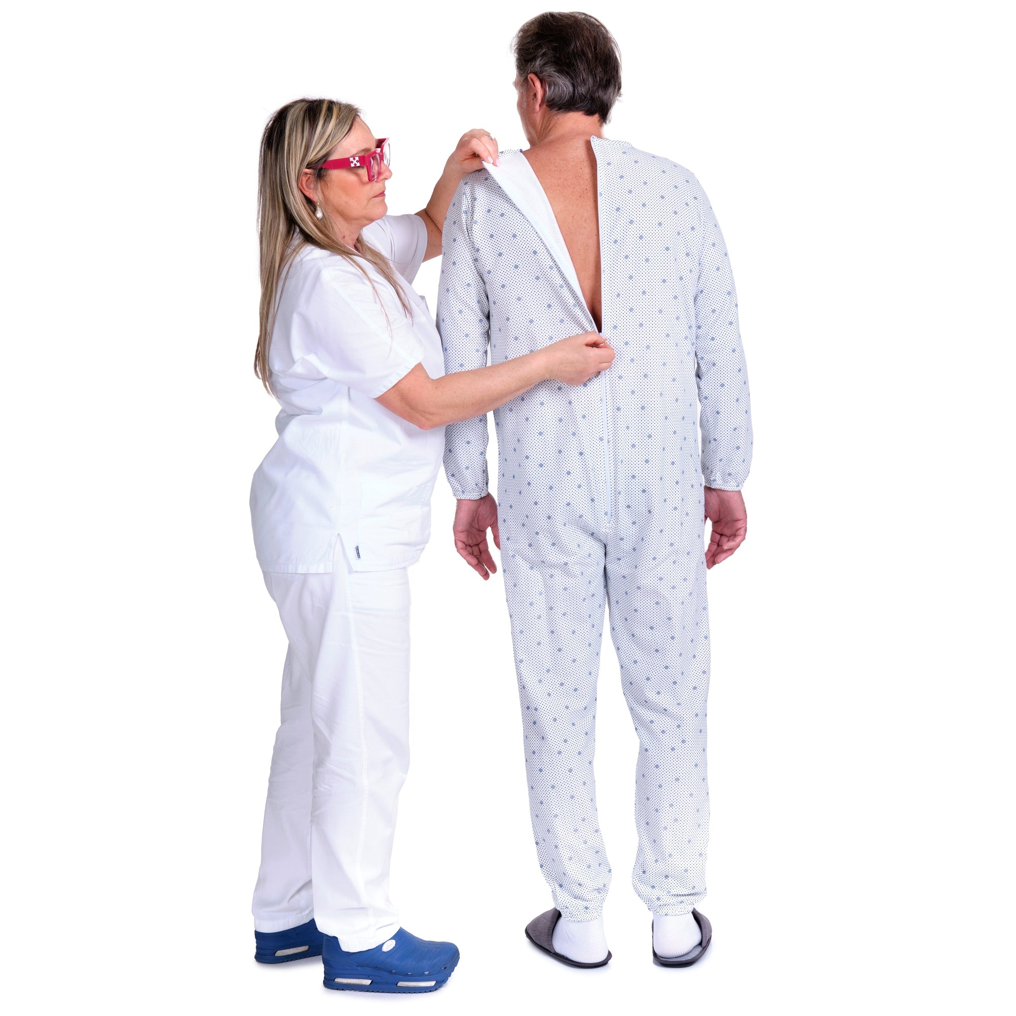 Winter Anti Strip Pajamas – Back & Inner Leg Zipper, Unisex, 100% Cotton 9012-F/2