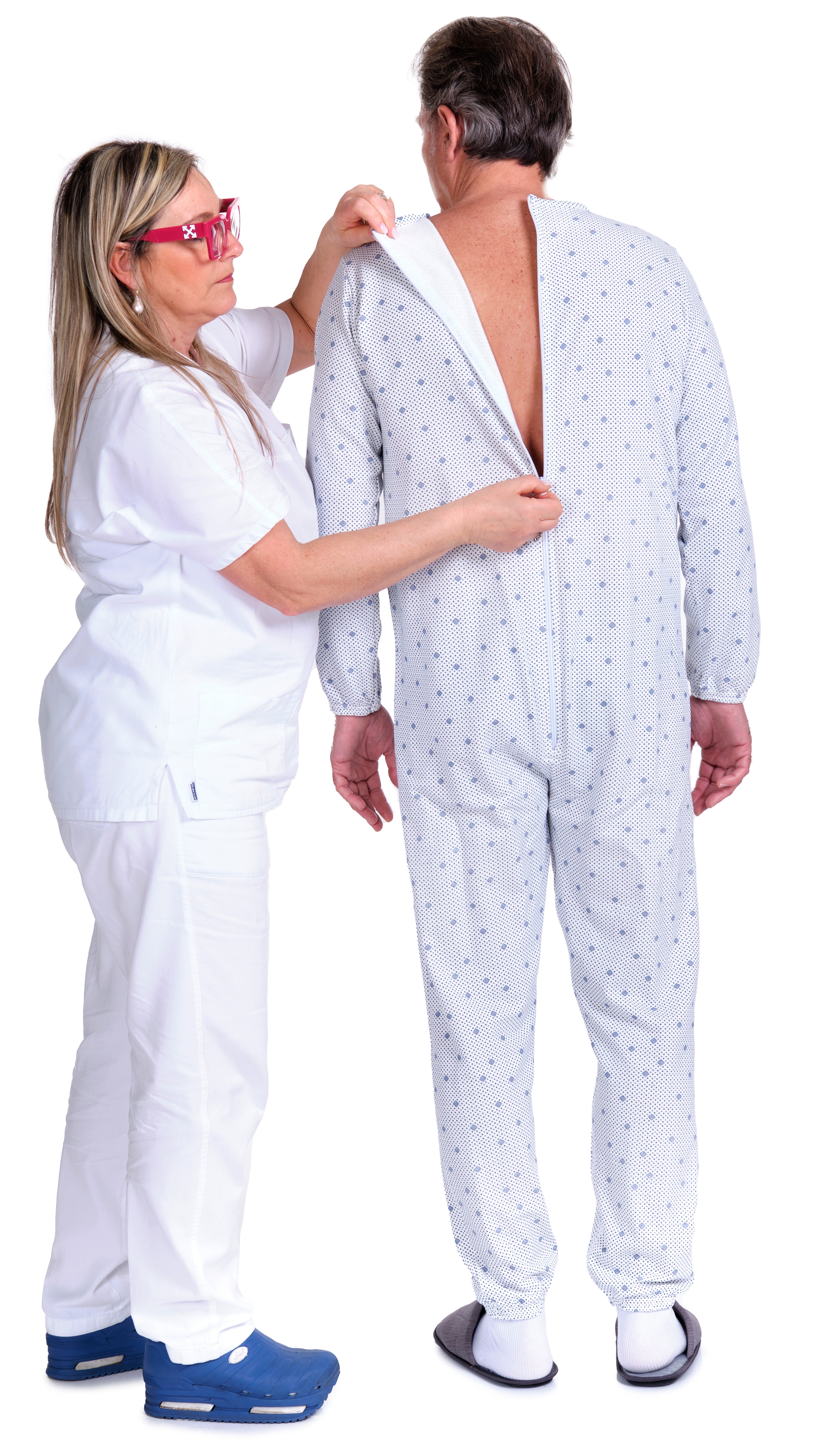 Winter Anti Strip Pajamas – Back & Inner Leg Zipper, Unisex, 100% Cotton (9012-F/2)