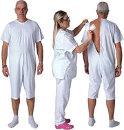 Adaptive Back-Zip Short Sleeve Jumpsuit — 100% Cotton, Elderly Care Pyjama for Incontinence & Dementia - 9017 MC PC