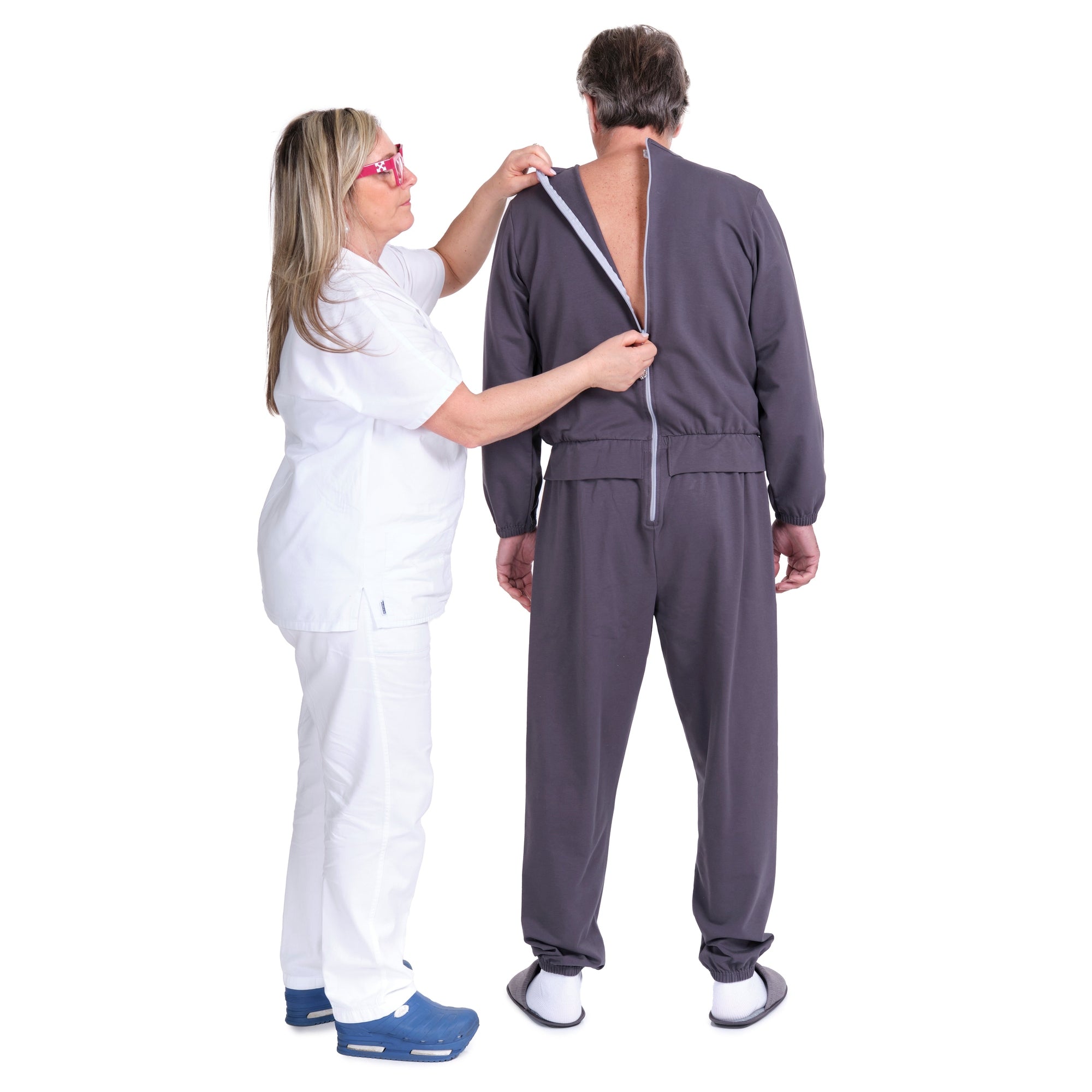 One-piece pyjamas for seniors with back closure - Benessere 9010