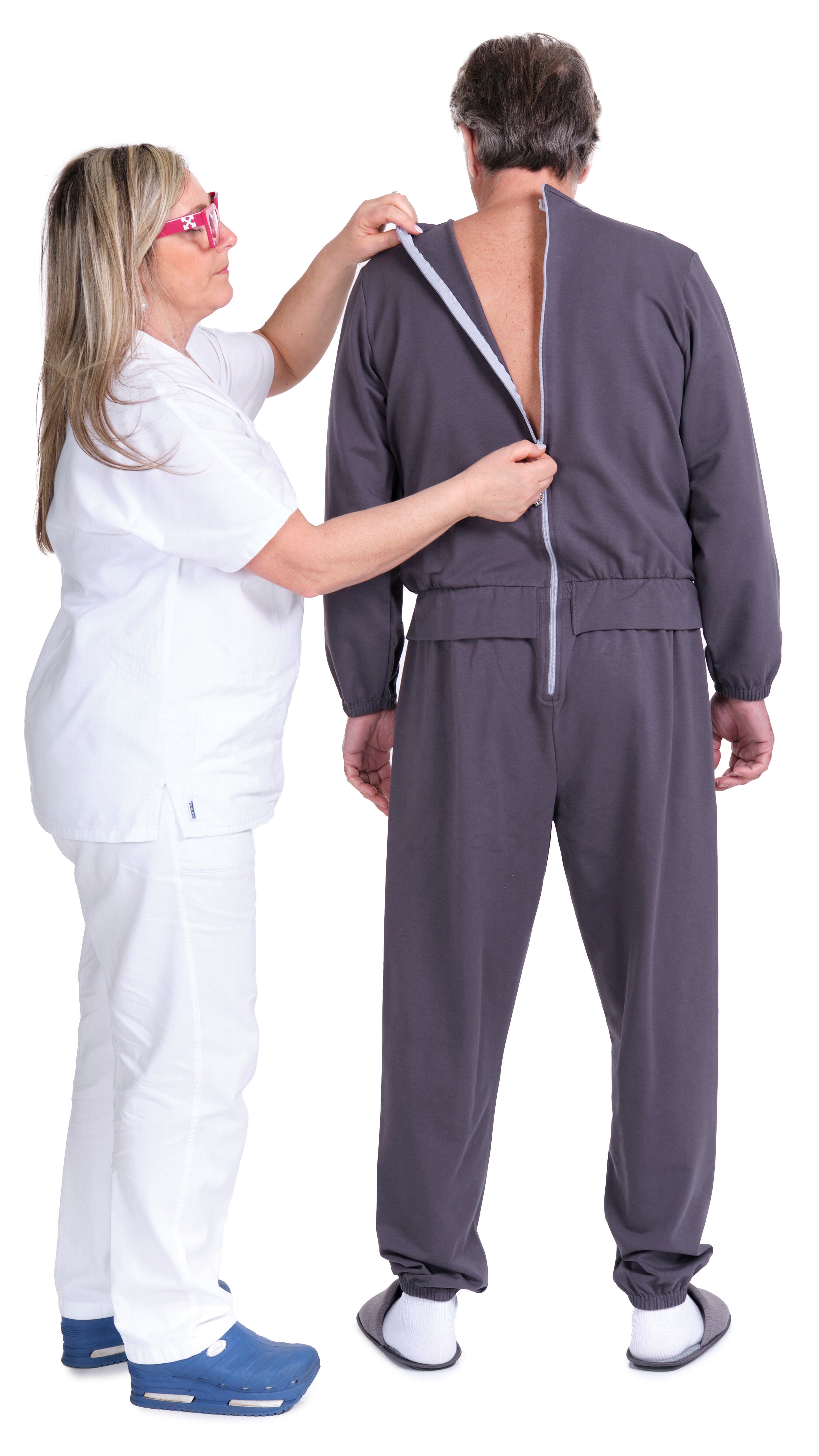 One-piece pyjamas for seniors with back closure - Benessere 9010