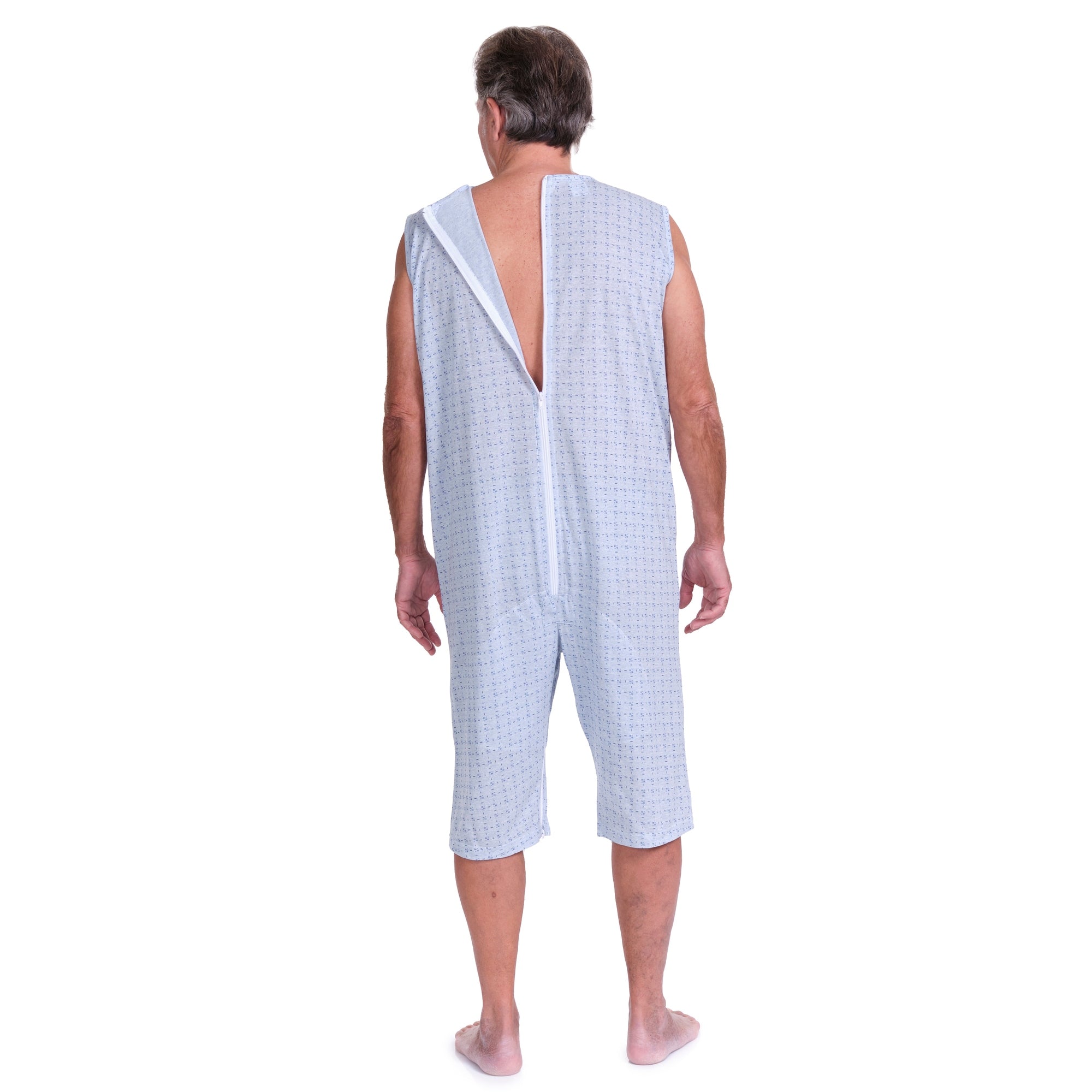 Sleeveless Pyjamas with shorts featuring 2 zips/fasteners, cotton/polyester blend - 9008/8