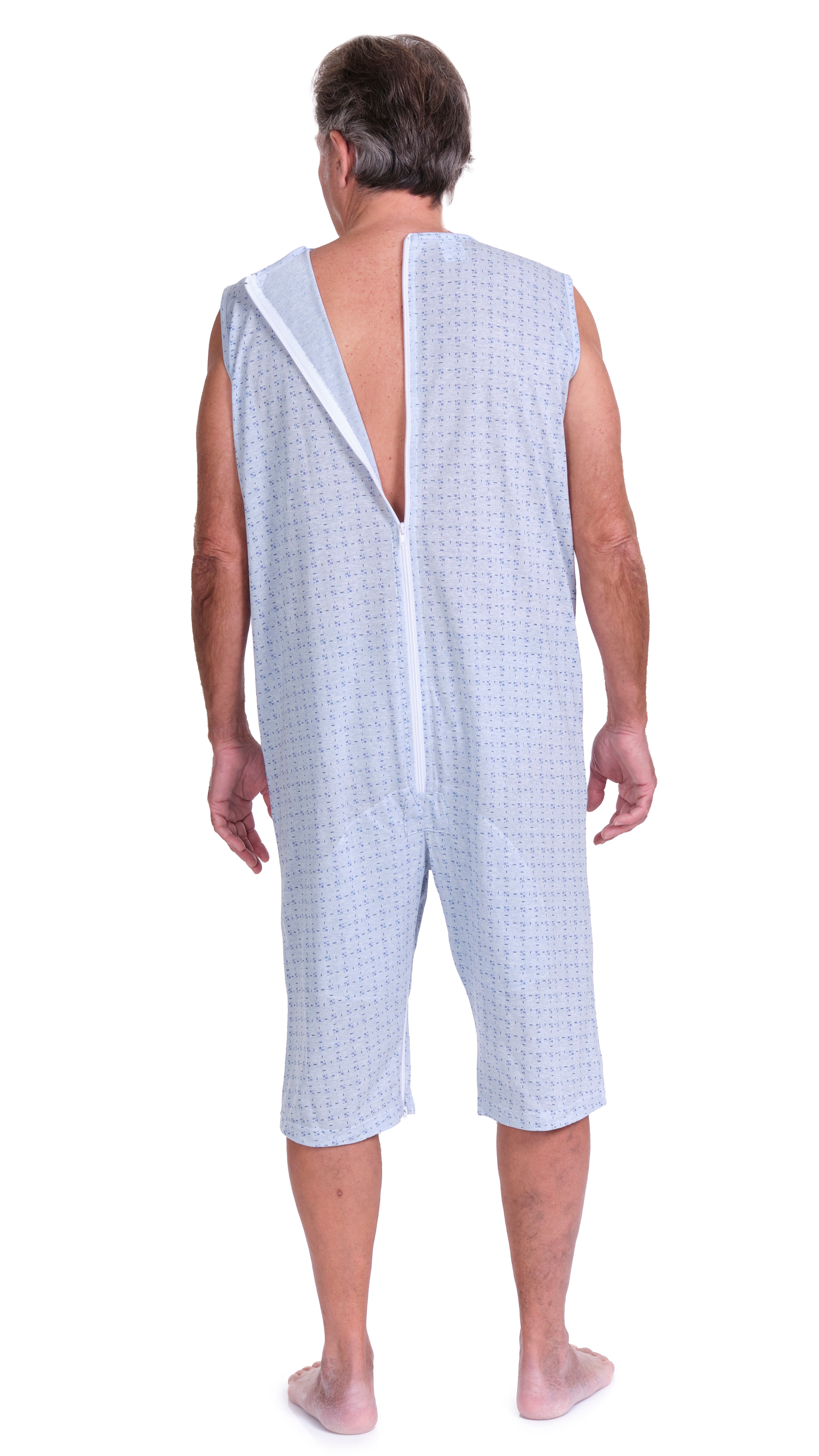 Sleeveless Pyjamas with shorts featuring 2 zips/fasteners, cotton/polyester blend - 9008/8