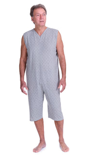 Sleeveless Medical pyjamas with shorts, 1 zip/fastener at the back, cotton/polyester blend - 9008/7