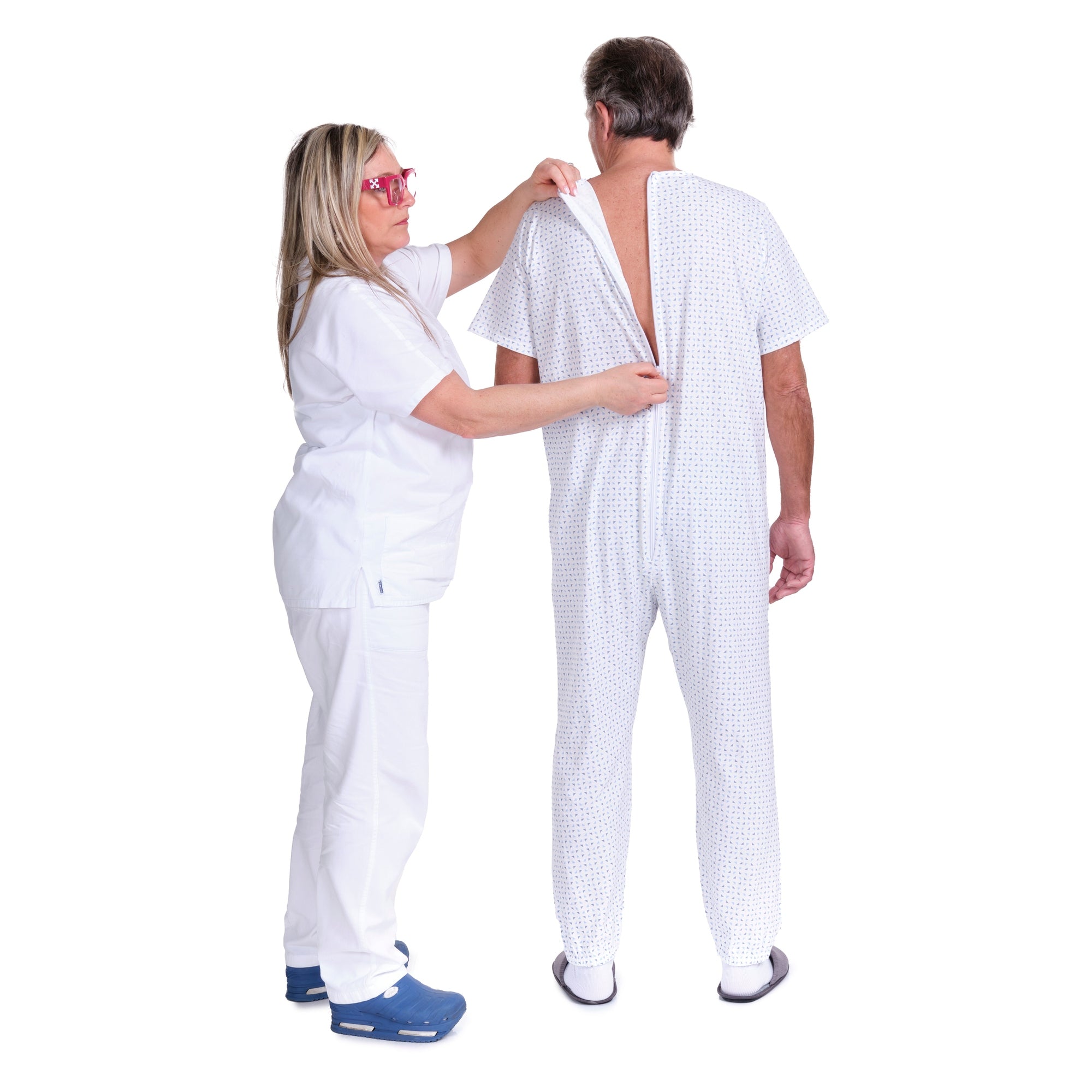 Summer Healthcare Pajamas – Short Sleeve, Back Zipper, 100% Cotton 9012/3