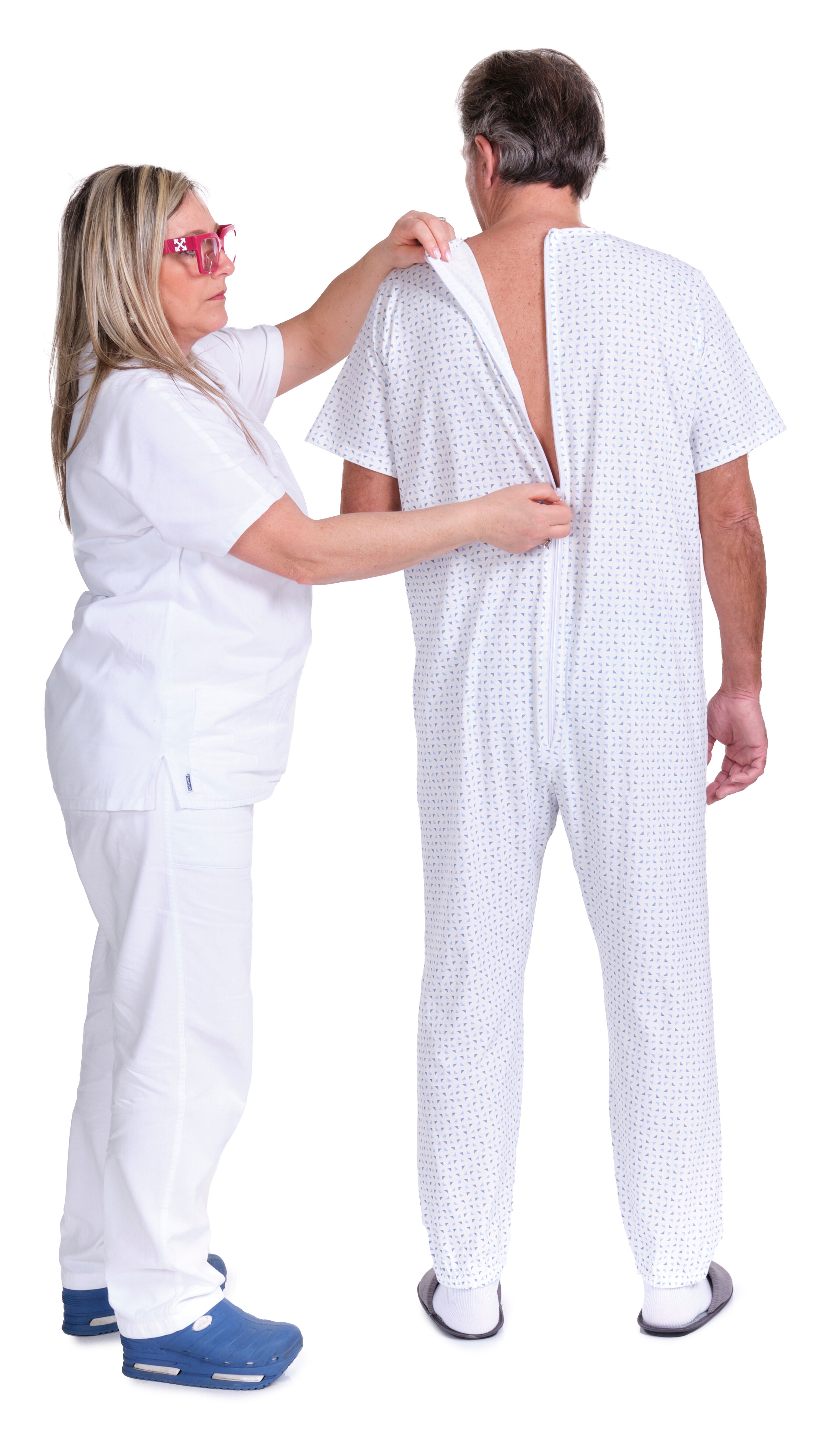 Summer Healthcare Pajamas – Short Sleeve, Back Zipper, 100% Cotton (9012/3)