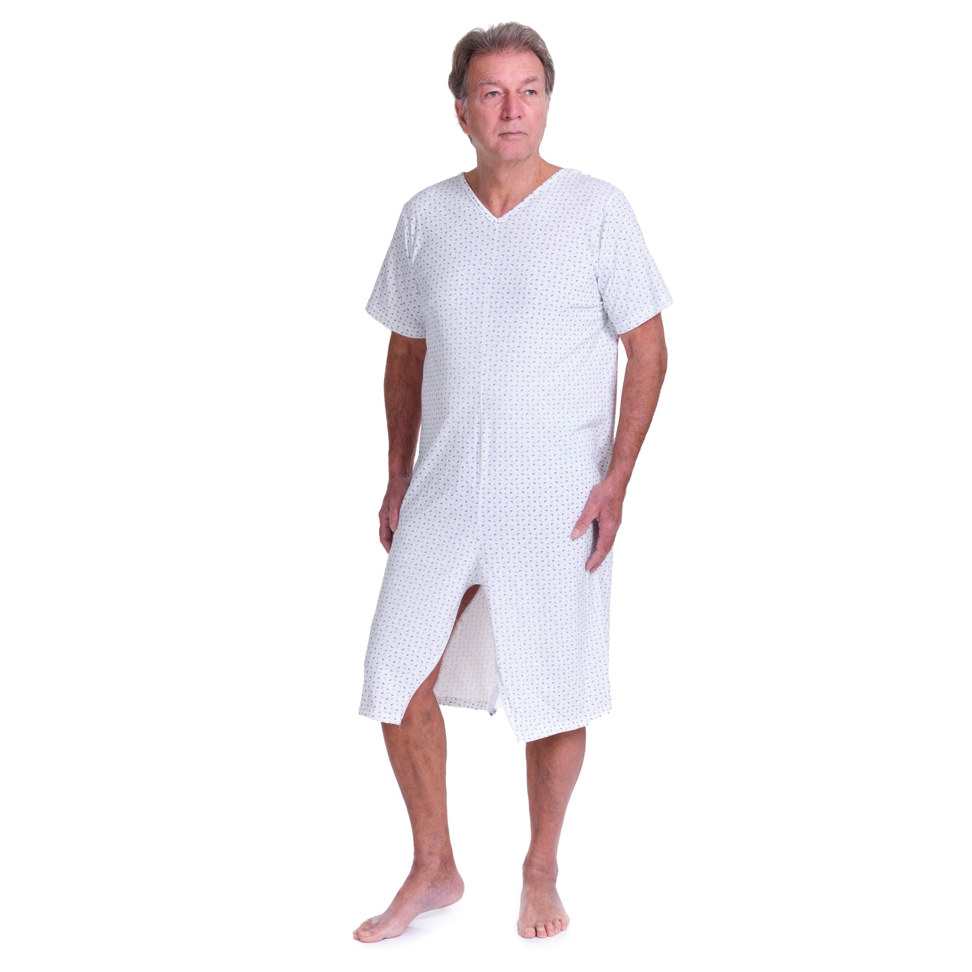 Adaptive Summer Pyjamas – Model 9012/6 – Short Sleeve & Shorts – 100% Cotton – Back & Inner Leg Zippers – Alzheimer & Incontinence Care – Made in Italy