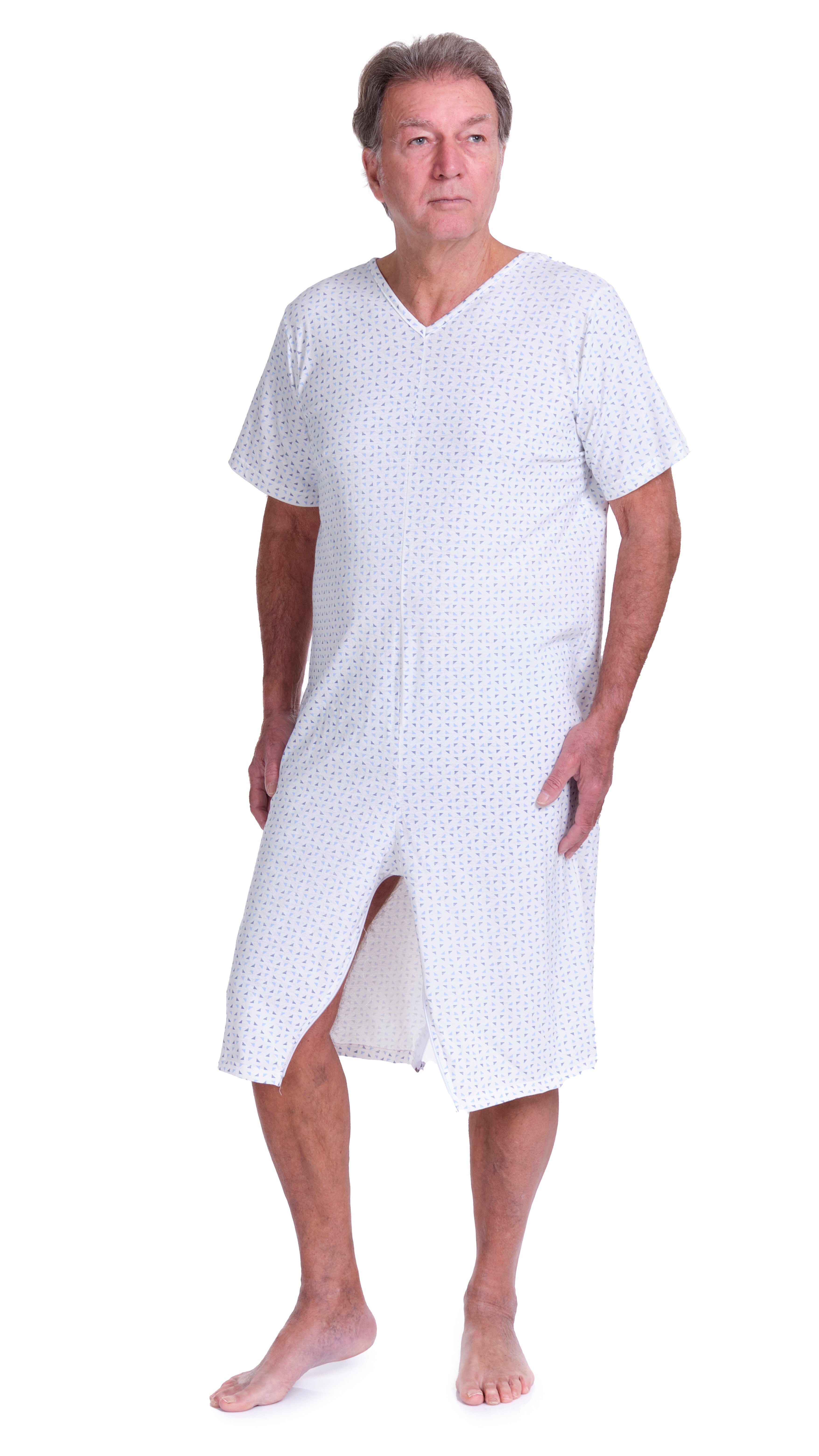 Adaptive Summer Pyjamas – Model 9012/6 – Short Sleeve & Shorts – 100% Cotton – Back & Inner Leg Zippers – Alzheimer & Incontinence Care – Made in Italy