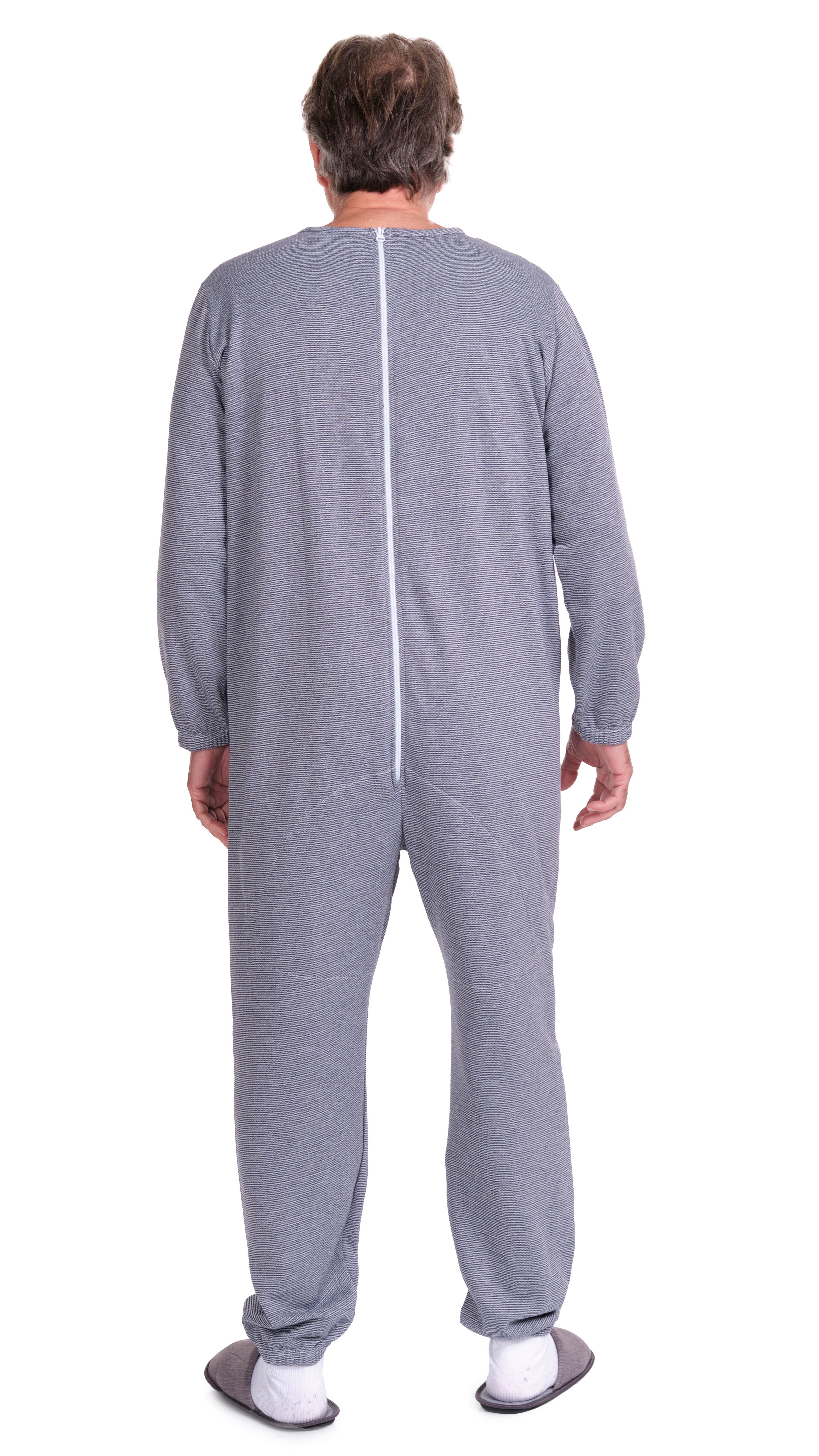 Long-sleeved Winter Pyjamas with Back Closure Anti Strip Adaptive Clothing - 9014/1