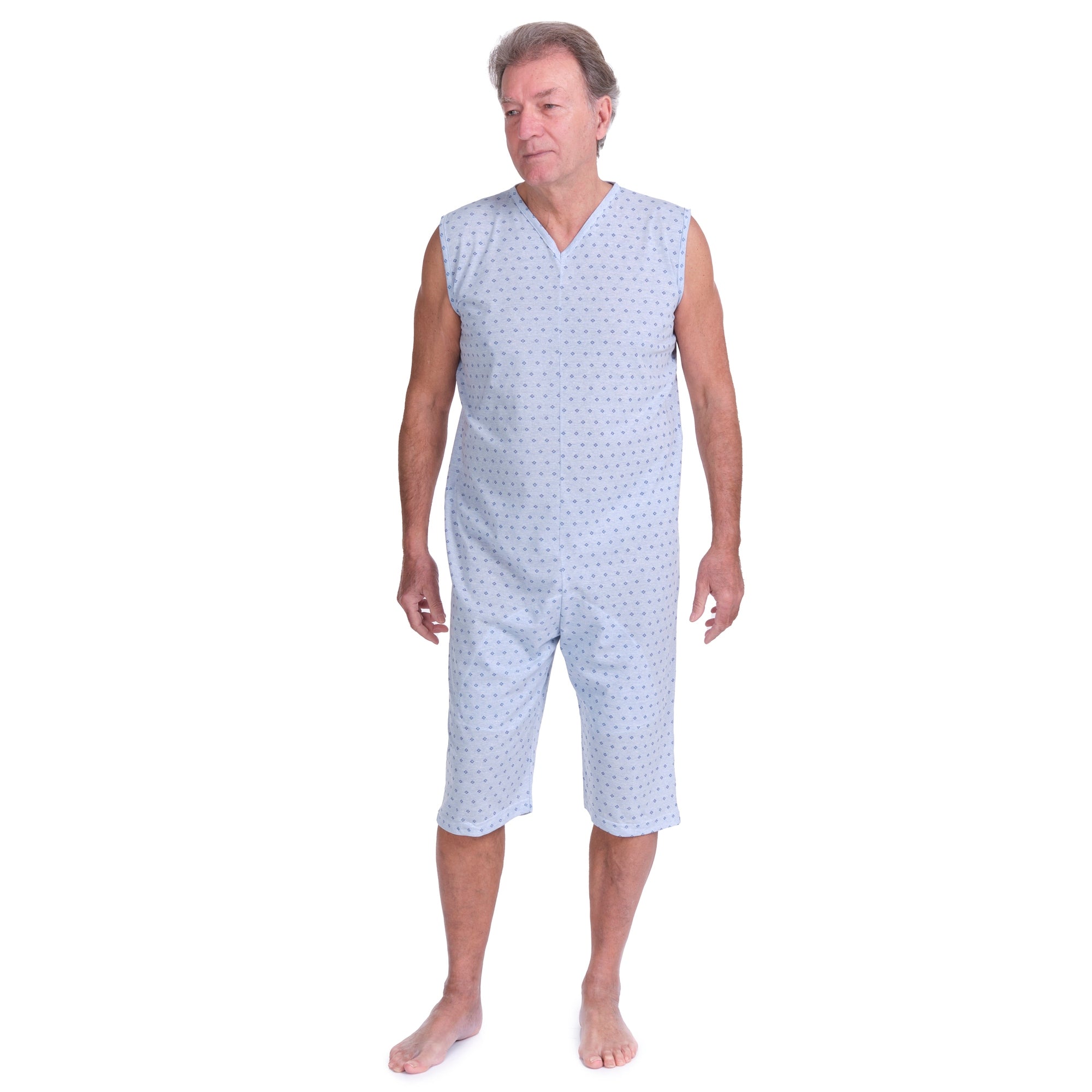 Sleeveless Medical pyjamas with shorts, 1 zip/fastener at the back, cotton/polyester blend - 9008/7