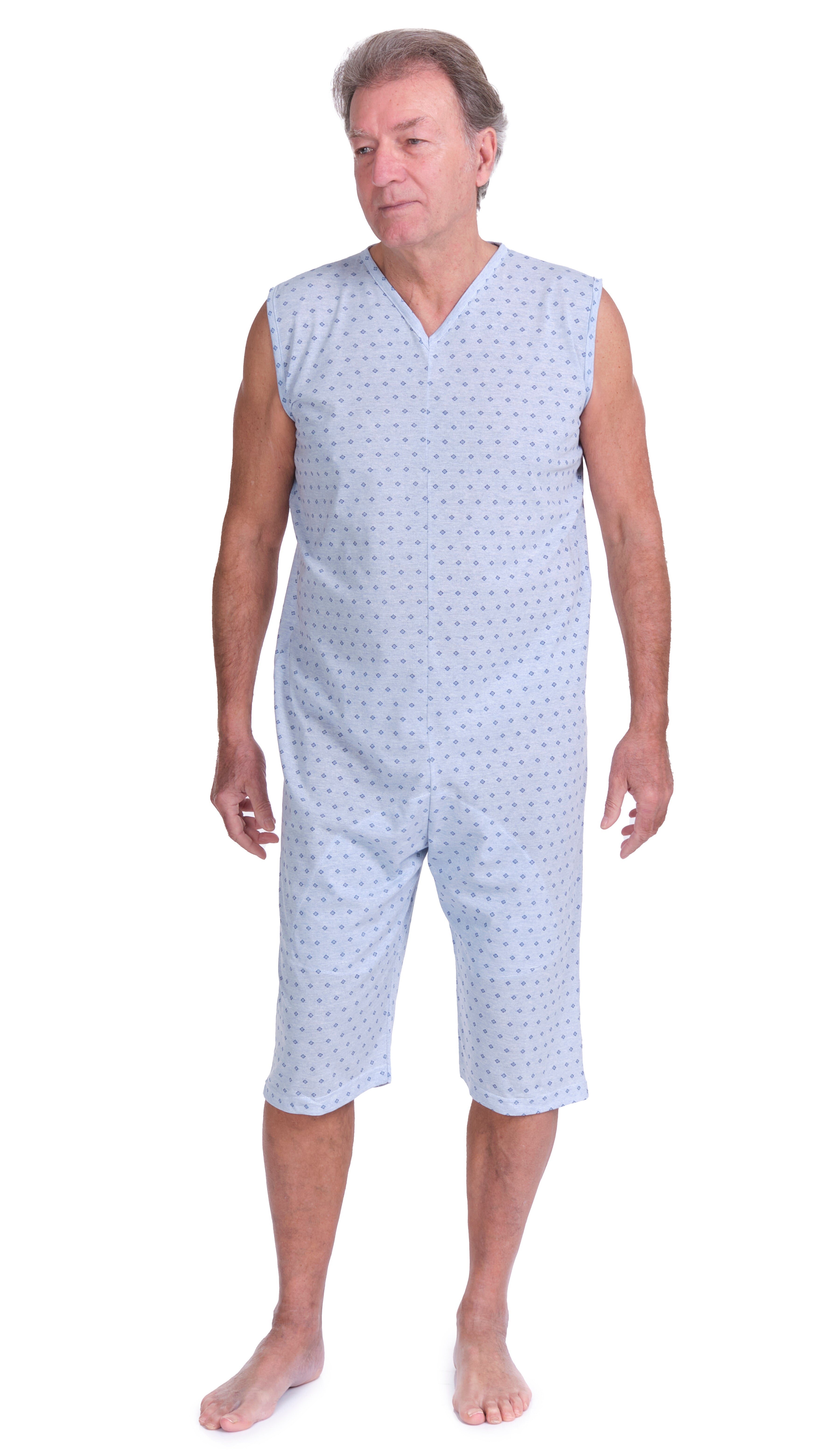 Sleeveless Medical pyjamas with shorts, 1 zip/fastener at the back, cotton/polyester blend - 9008/7