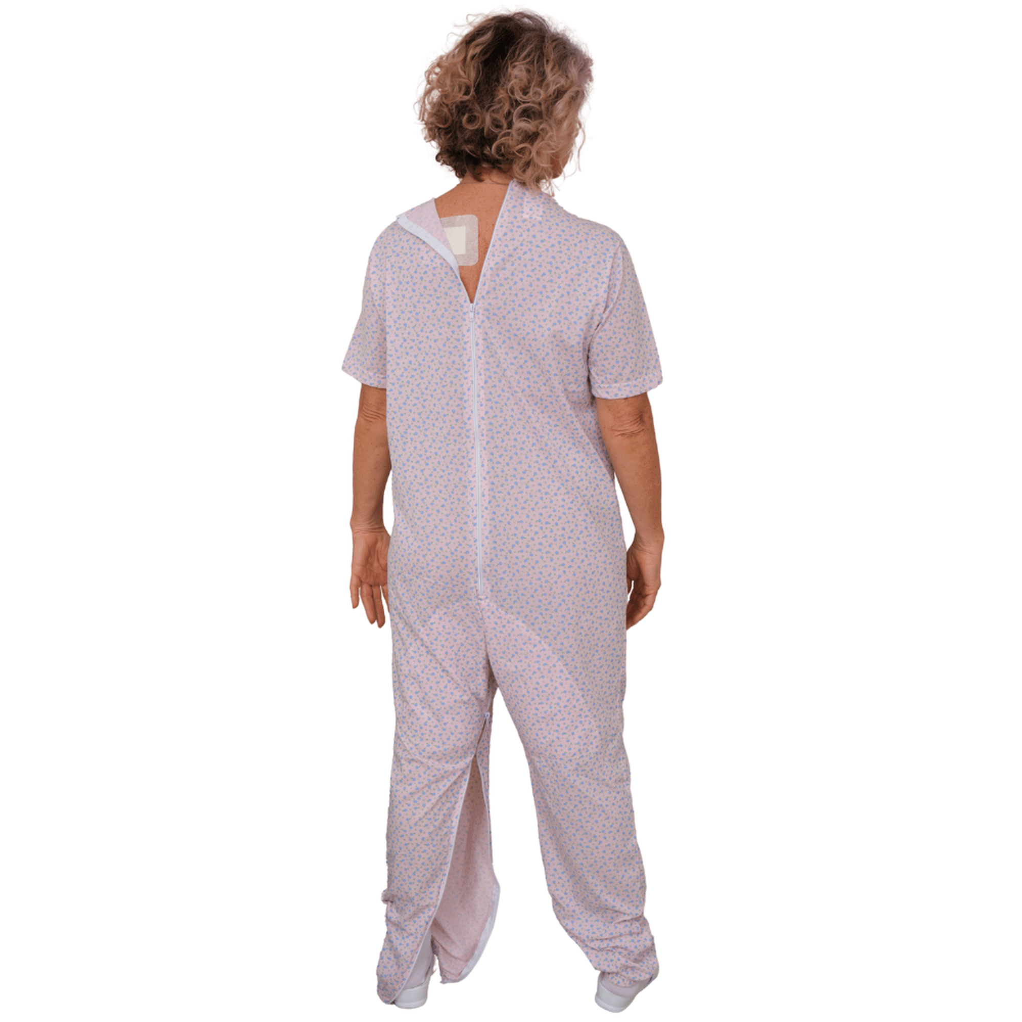 Geriatric Pyjamas Short-sleeved with Zips Inside the Legs, Cotton and Polyester - 9008/4