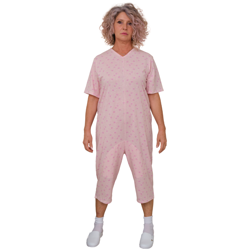 Short-sleeved pyjamas and shorts with 1 zip/fastener at the back, cotton/polyester blend - 9008/5