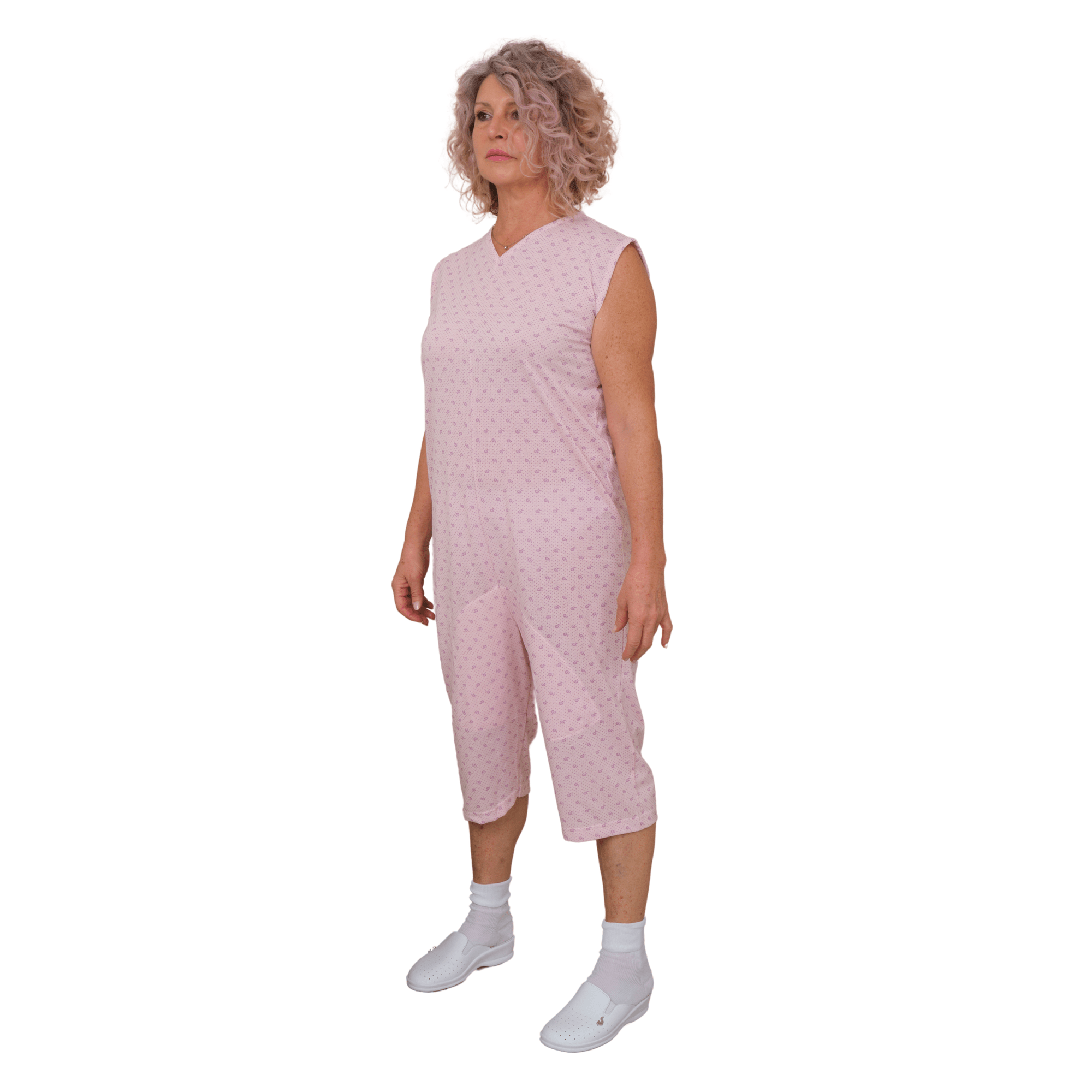 Sleeveless Medical pyjamas with shorts, 1 zip/fastener at the back, cotton/polyester blend - 9008/7