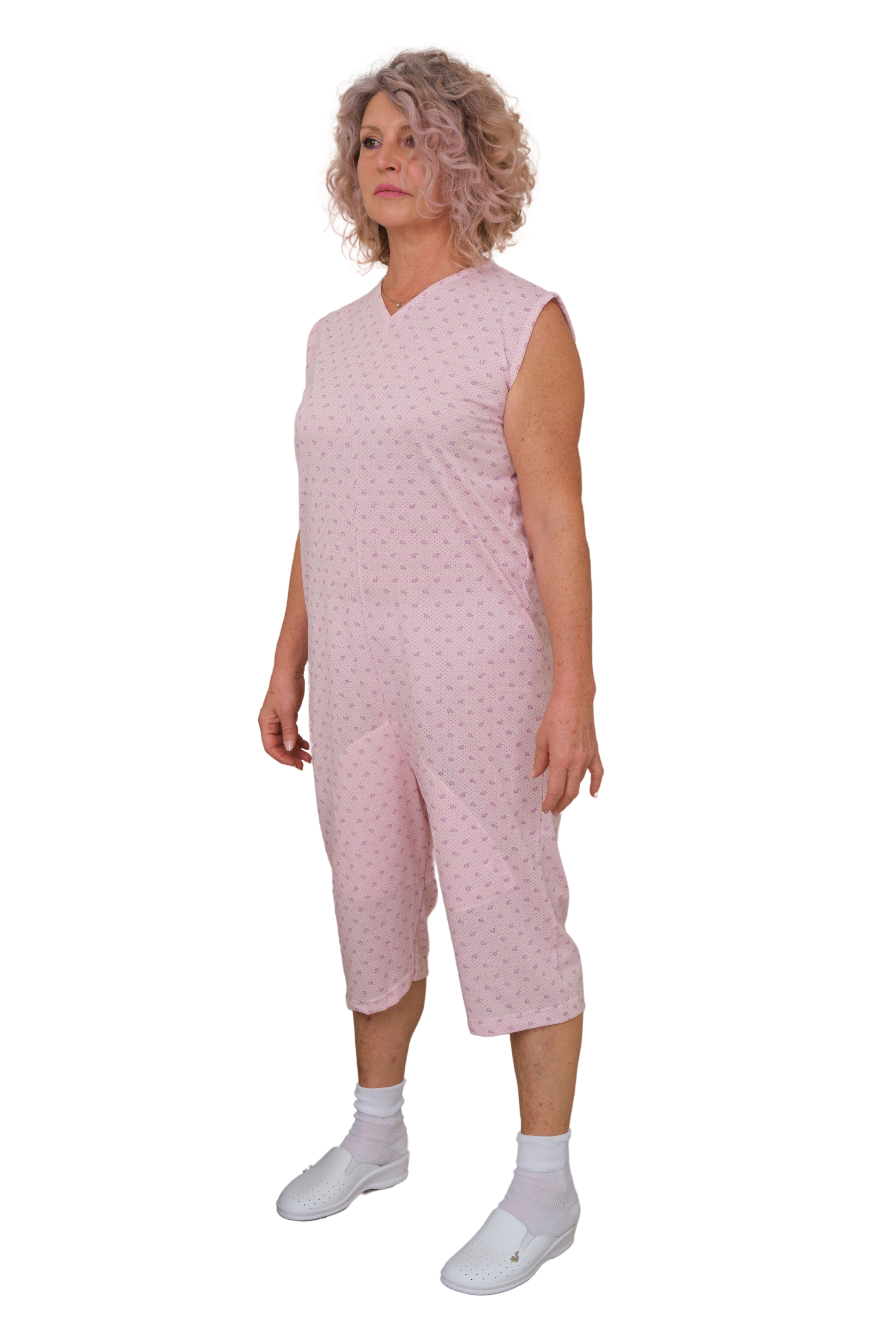 Sleeveless Medical pyjamas with shorts, 1 zip/fastener at the back, cotton/polyester blend - 9008/7