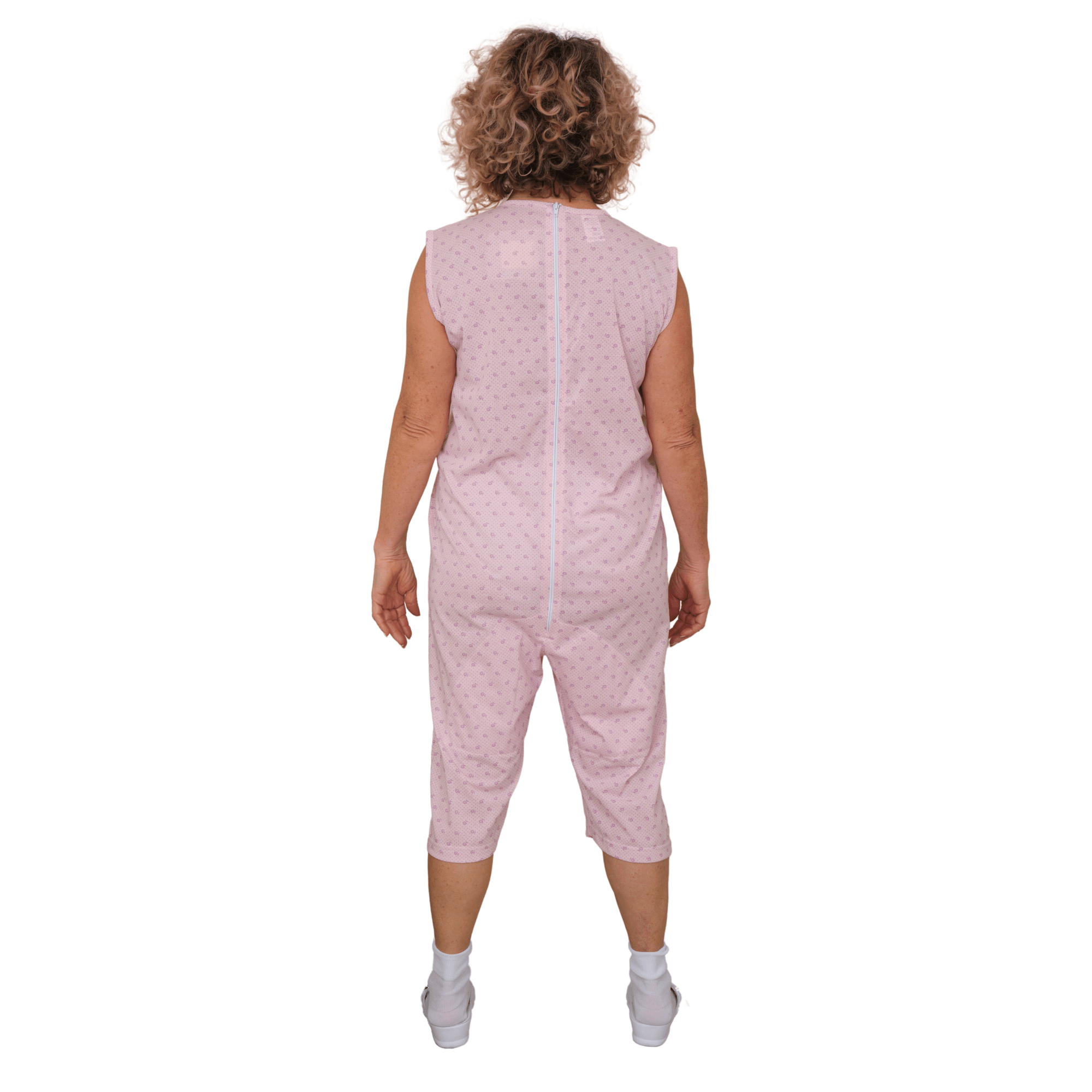 Sleeveless Medical pyjamas with shorts, 1 zip/fastener at the back, cotton/polyester blend - 9008/7