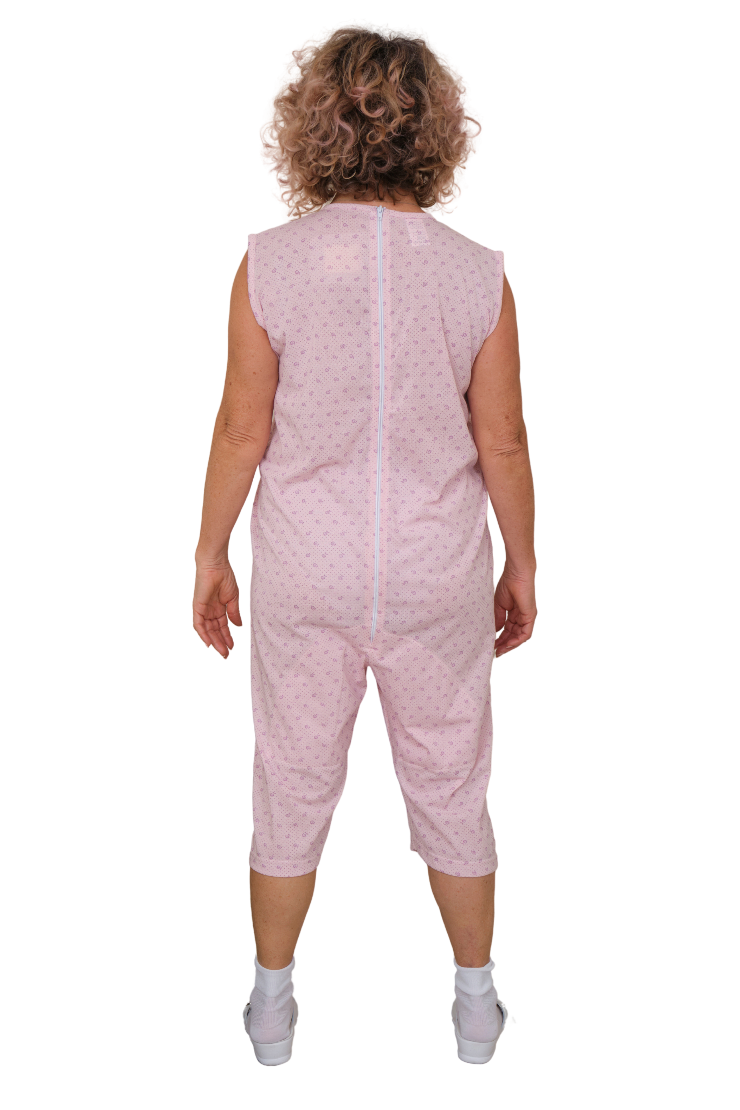 Sleeveless Medical pyjamas with shorts, 1 zip/fastener at the back, cotton/polyester blend - 9008/7
