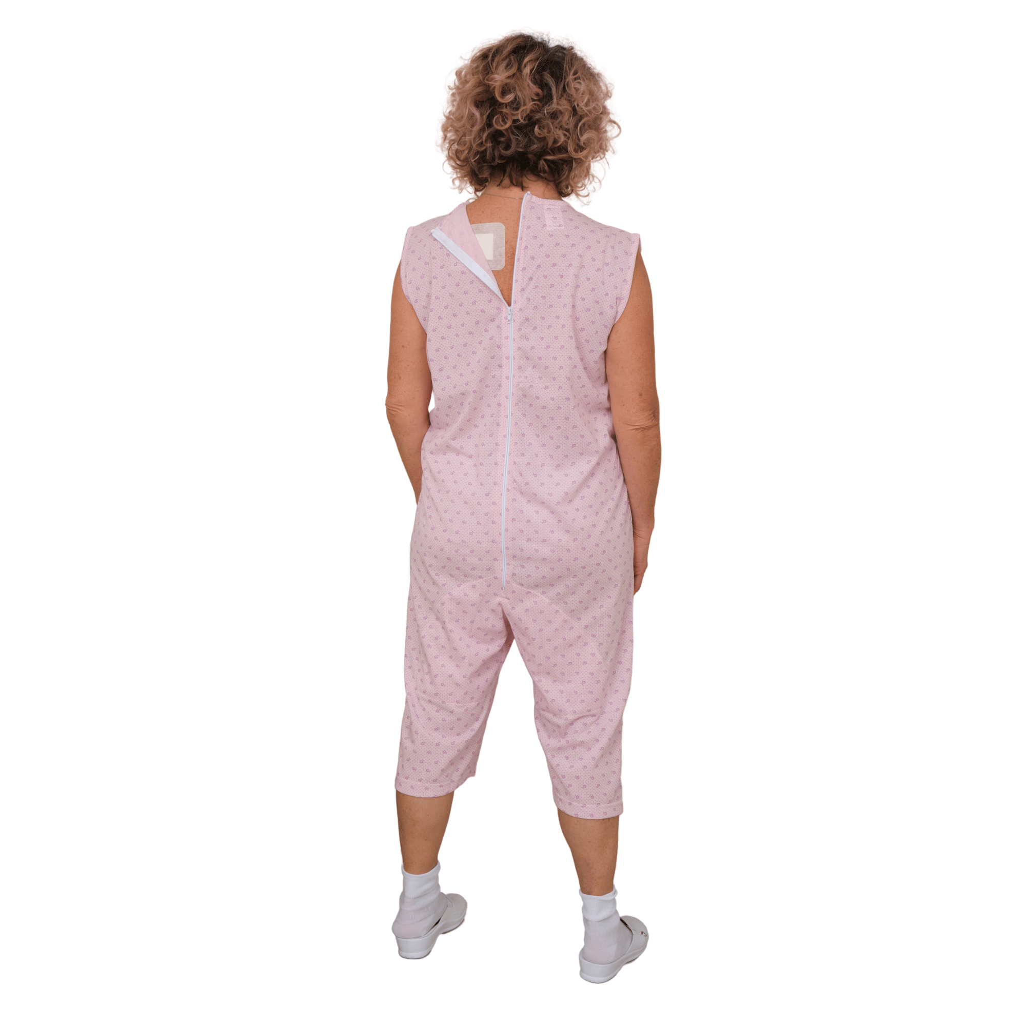 Sleeveless Medical pyjamas with shorts, 1 zip/fastener at the back, cotton/polyester blend - 9008/7