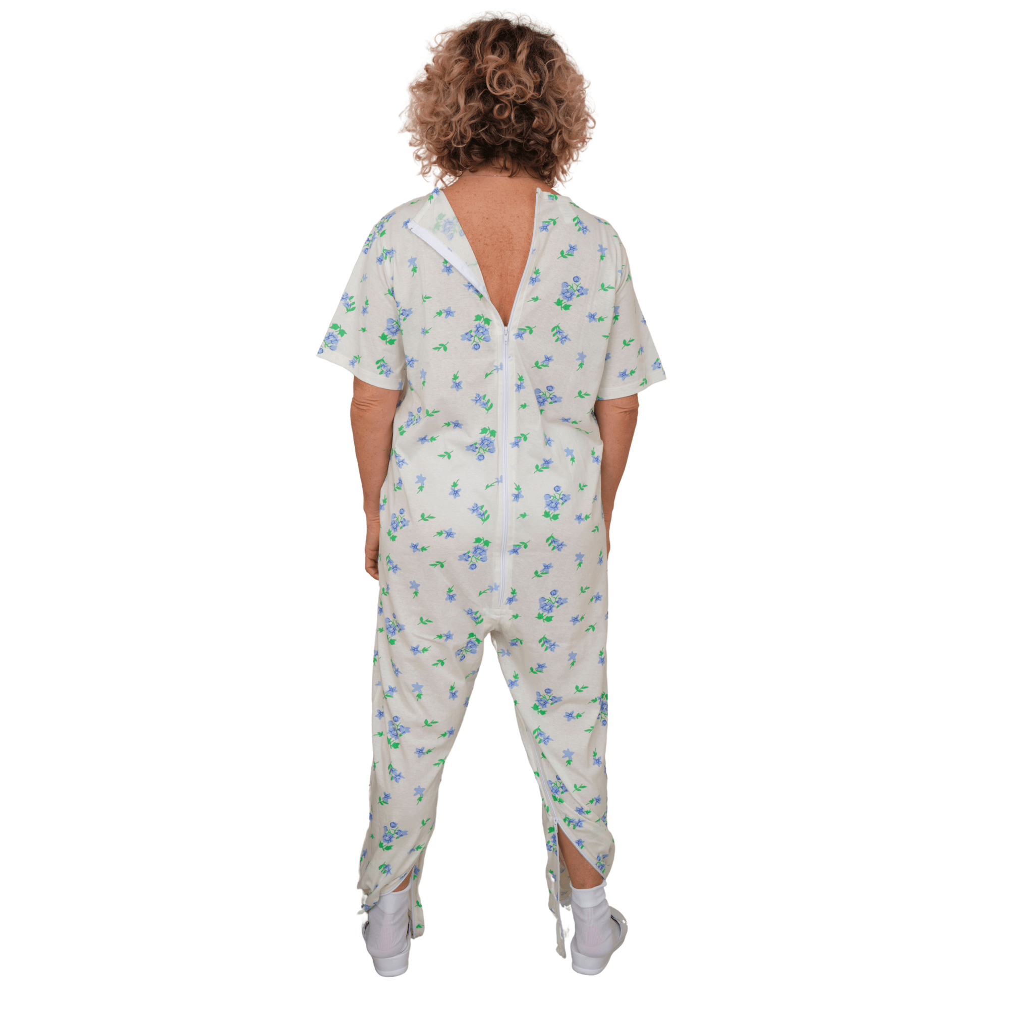 Summer Adaptive Pyjamas Anti Strip – Model 9012/4 – Short Sleeve 100% Cotton – Back Zipper + Double Leg Zips – Alzheimer & Incontinence Care