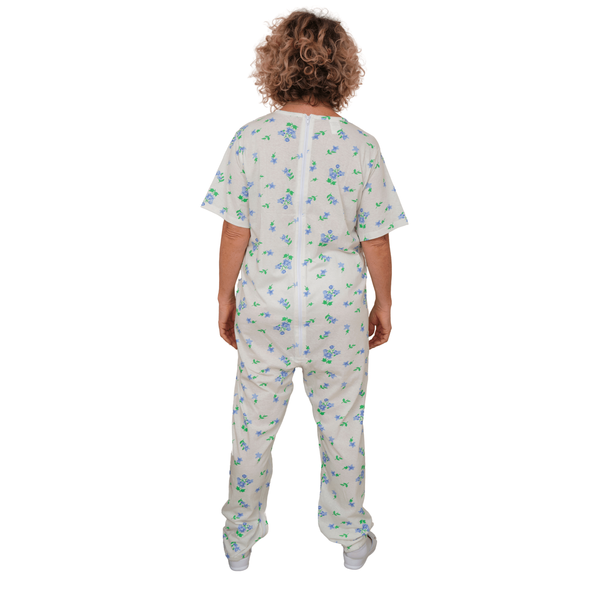 Summer Adaptive Pyjamas Anti Strip – Model 9012/4 – Short Sleeve 100% Cotton – Back Zipper + Double Leg Zips – Alzheimer & Incontinence Care