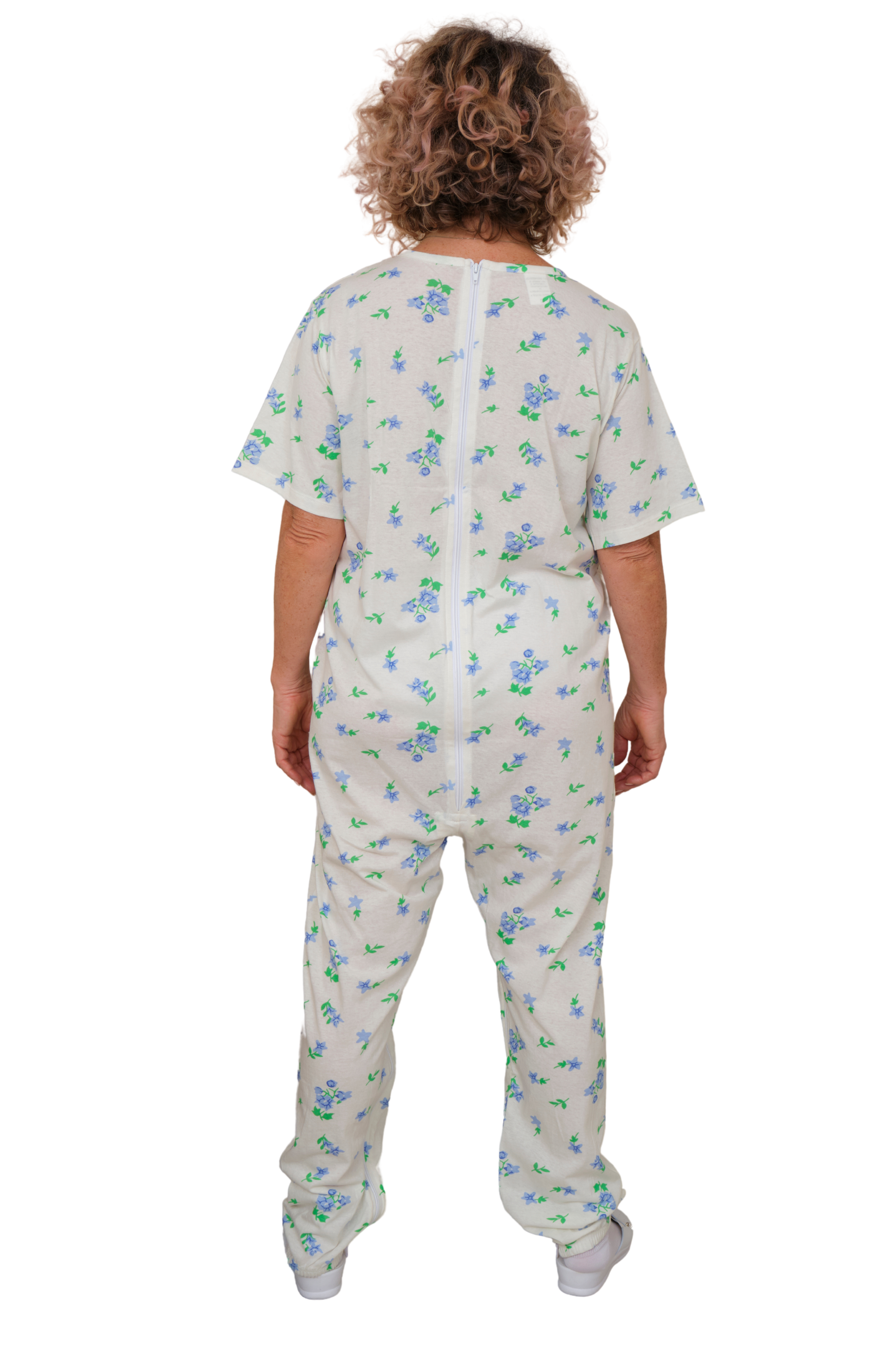 Summer Adaptive Pyjamas Anti Strip – Model 9012/4 – Short Sleeve 100% Cotton – Back Zipper + Double Leg Zips – Alzheimer & Incontinence Care