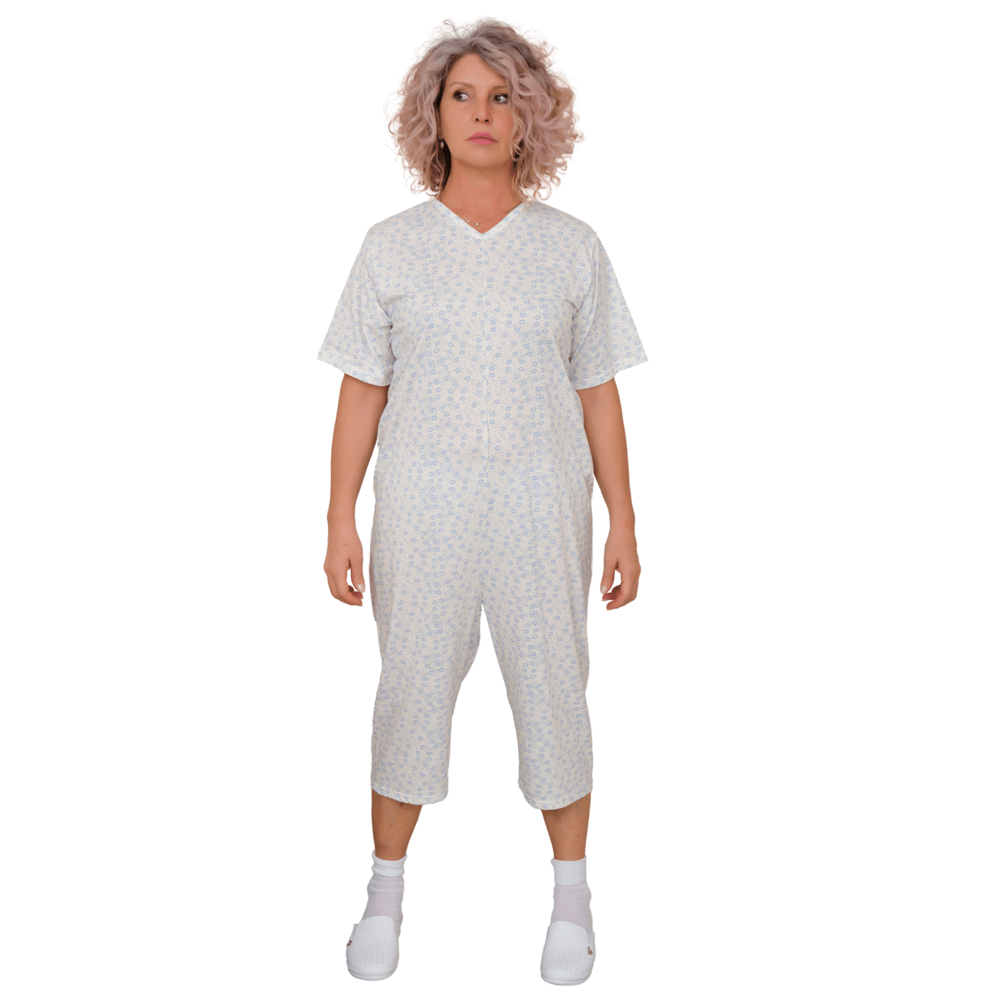 Pyjamas for Seniors with Back Closure Short sleeves Short trousers Adaptive Clothing - Summer 100% Cotton - 9012/5