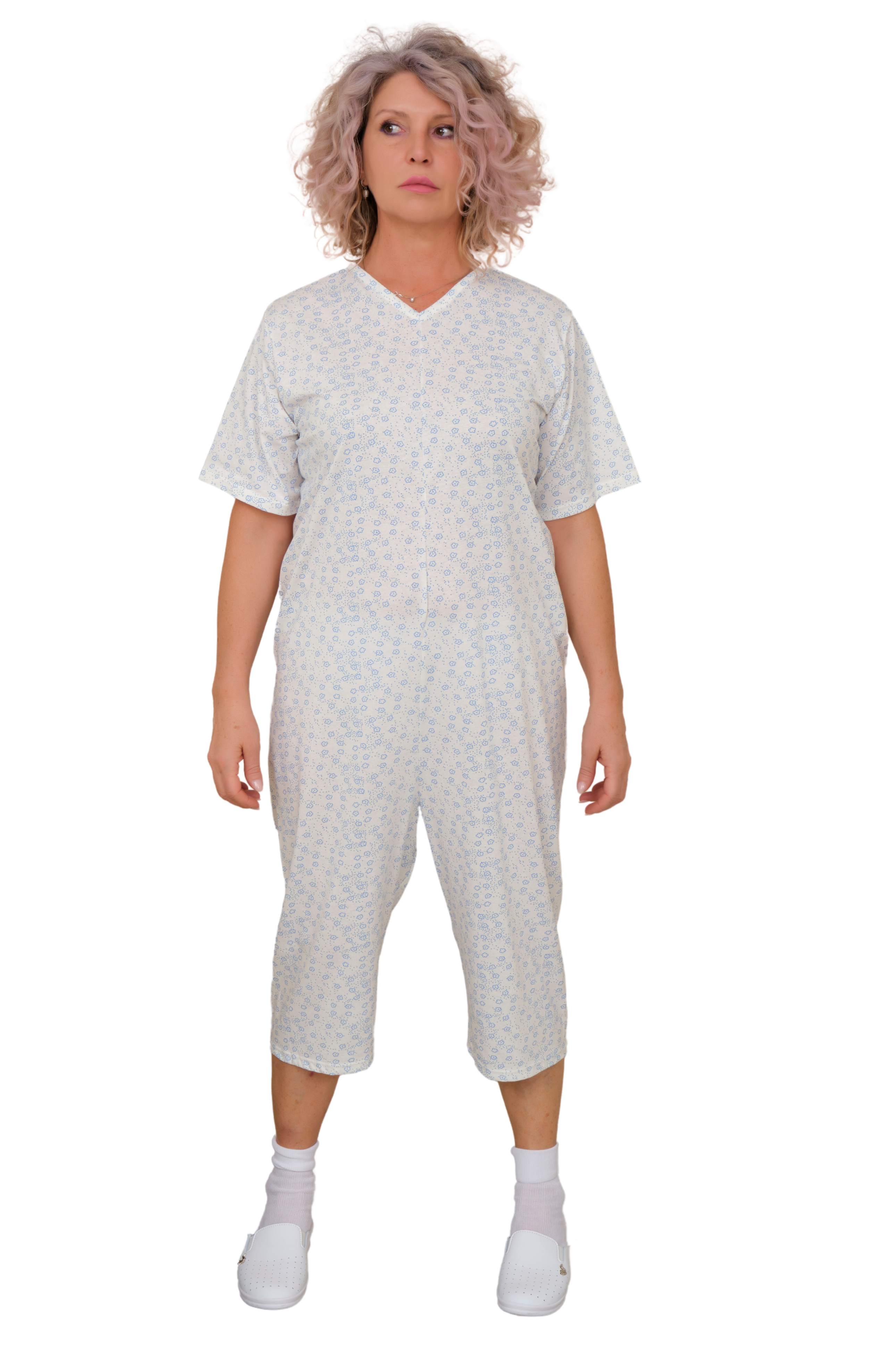 Pyjamas for Seniors with Back Closure Short sleeves Short trousers Adaptive Clothing - Summer 100% Cotton - 9012/5