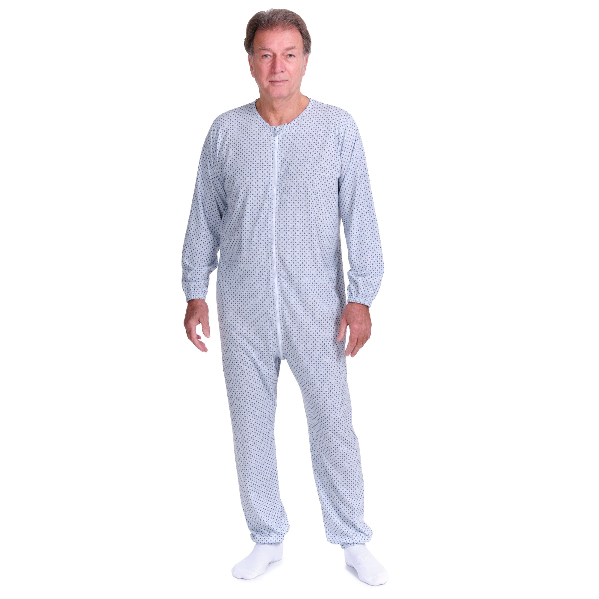 Adaptive Hospital Pyjamas – Model 9016 – Full Front Zipper – For Bedridden Patients, Incontinence & Post-Surgery Care