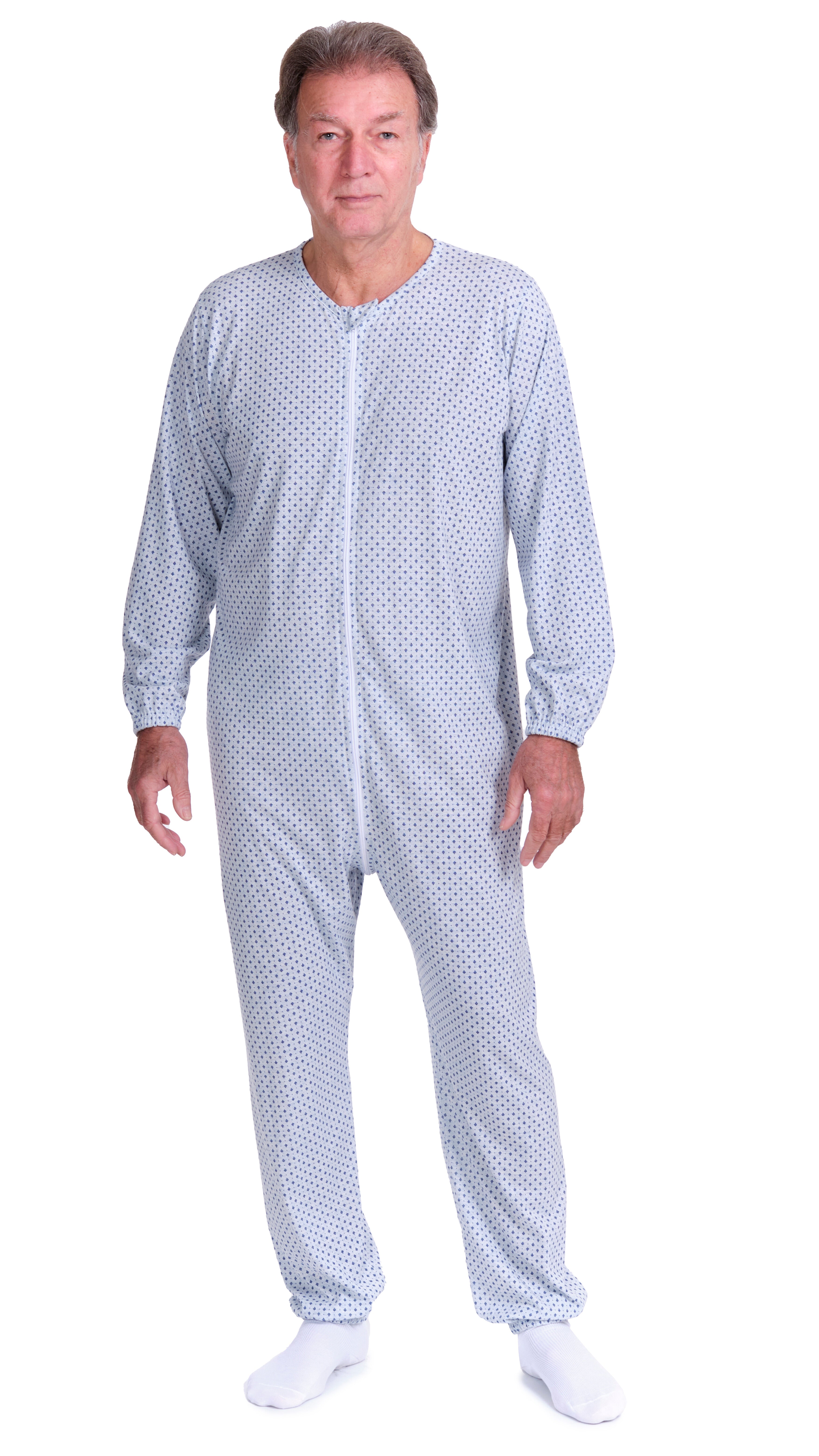 Adaptive Hospital Pyjamas – Model 9016 – Full Front Zipper – For Bedridden Patients, Incontinence & Post-Surgery Care
