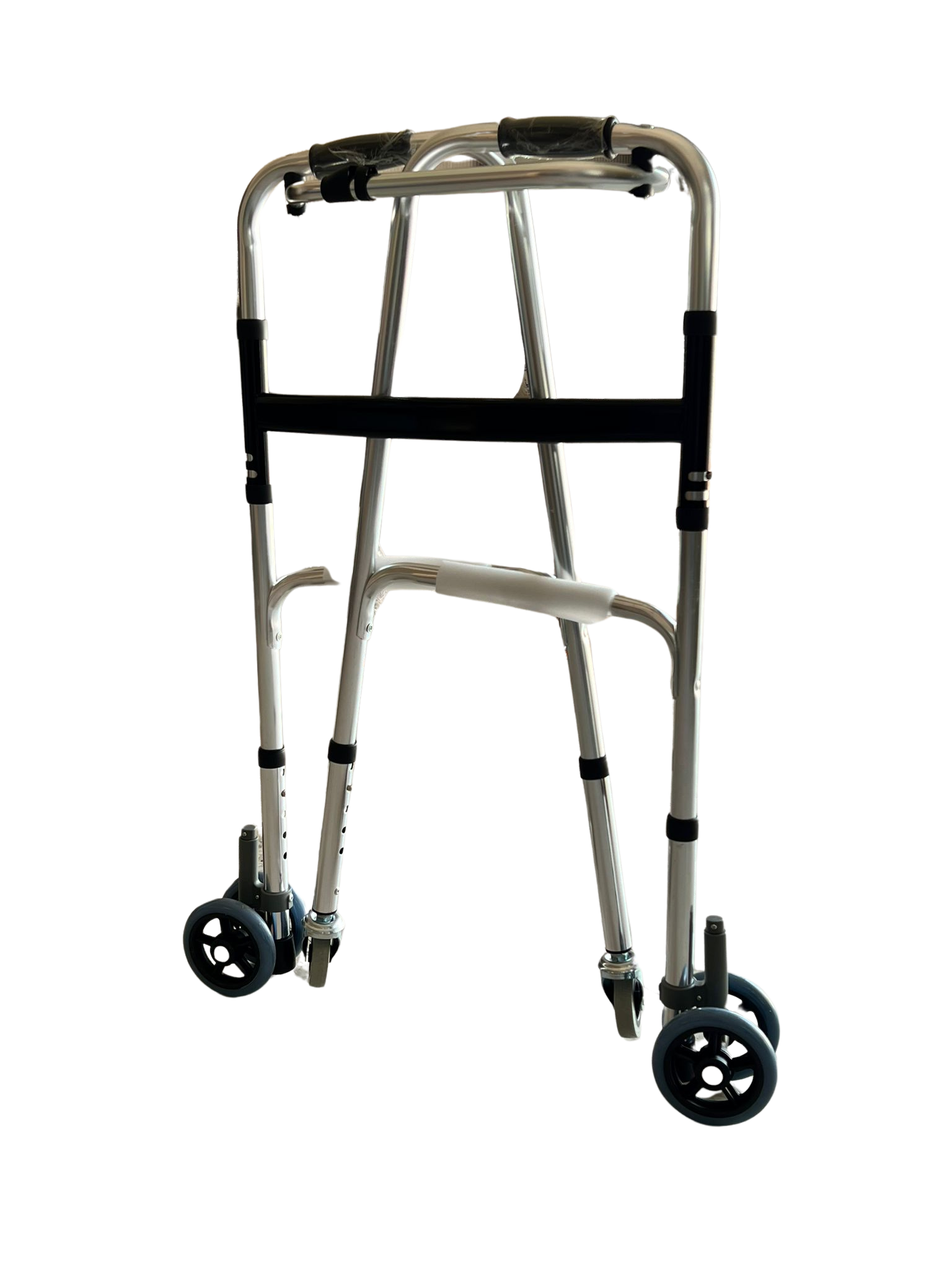 Folding Walker with Adjustable Height, 4 Wheels – Lightweight Aluminum Mobility Aid