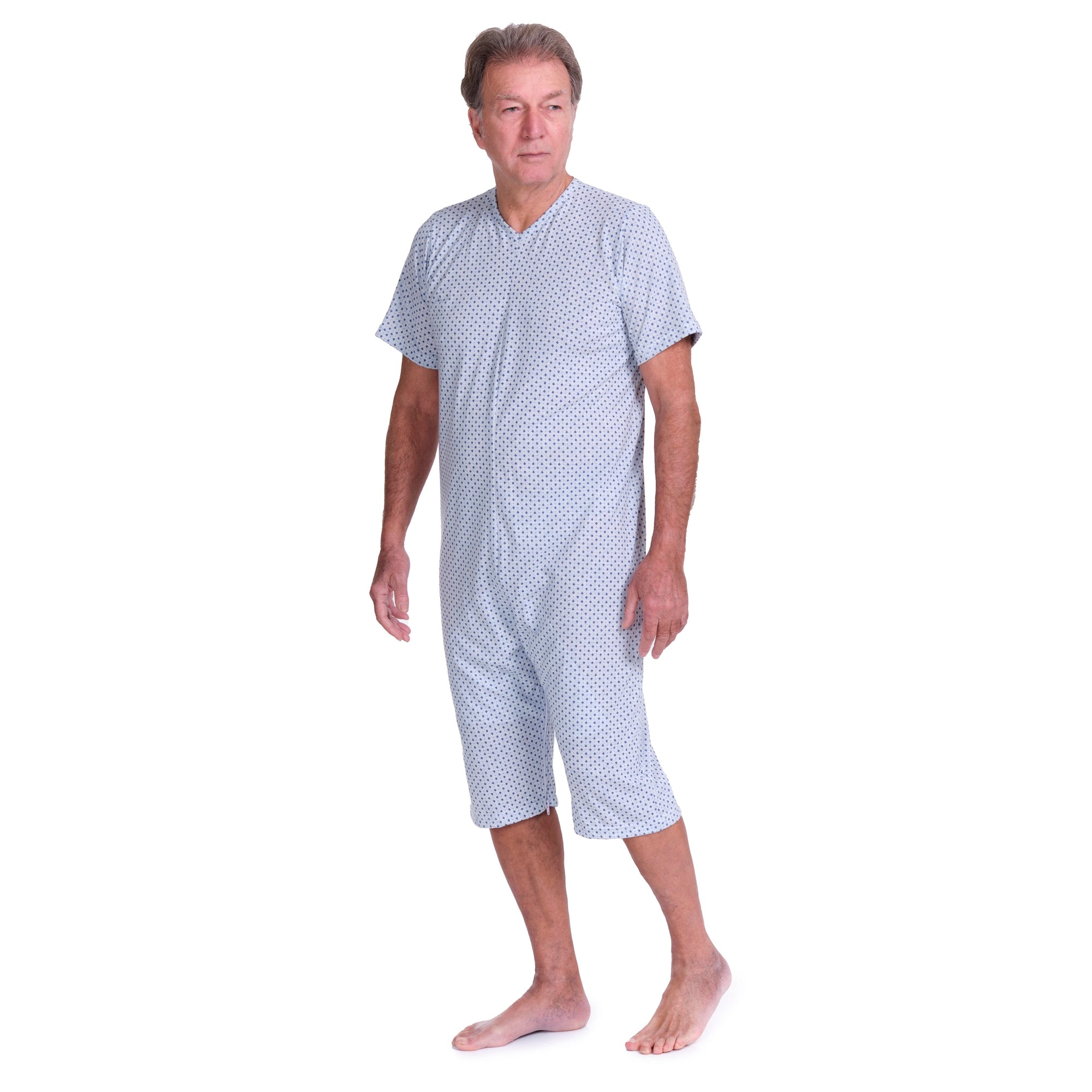 Short-sleeved pyjamas and shorts with 2 zips, cotton/polyester blend - 9008/6
