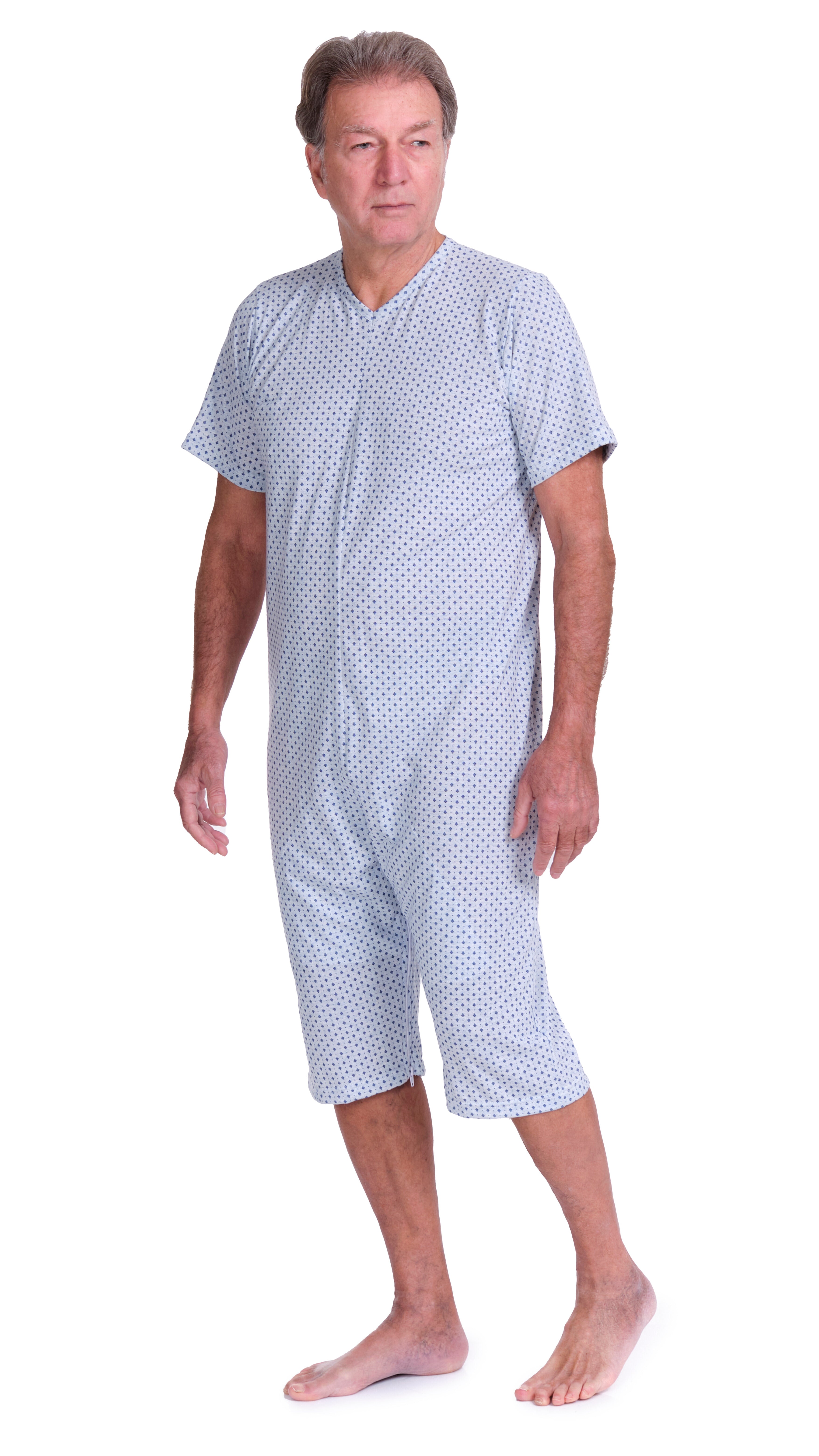 Short-sleeved pyjamas and shorts with 2 zips, cotton/polyester blend - 9008/6