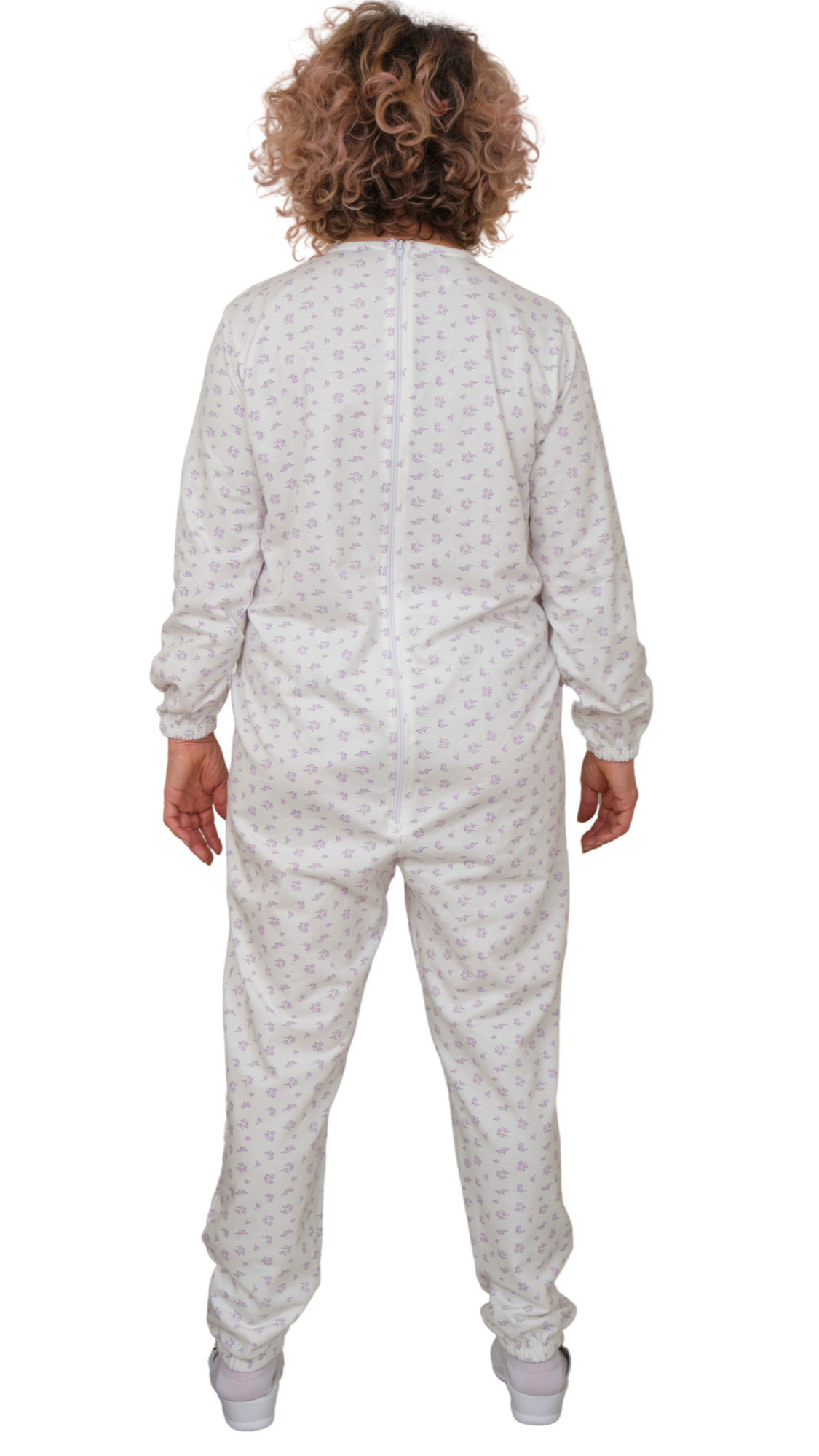 Winter Fleece Pyjama Suit with Back Fastening, Single Colour, 100% Cotton - 9012-F - Alzheimer and Dementia