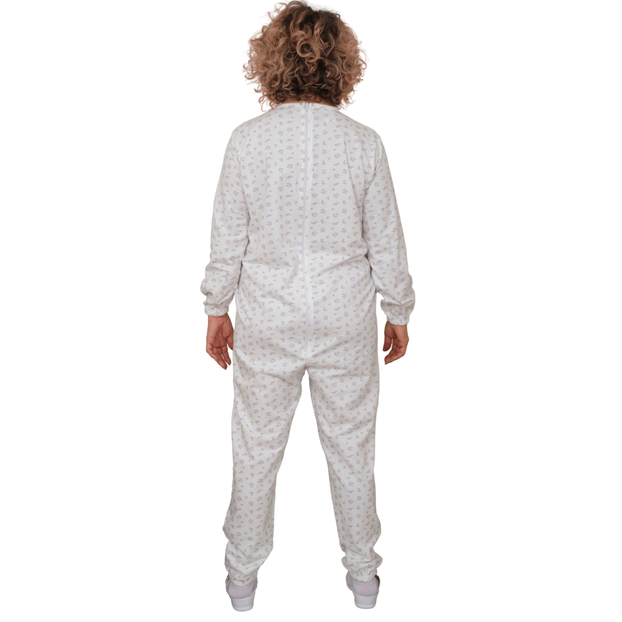 Winter Fleece Pyjama Suit with Back Fastening, Single Colour, 100% Cotton - 9012-F - Alzheimer and Dementia
