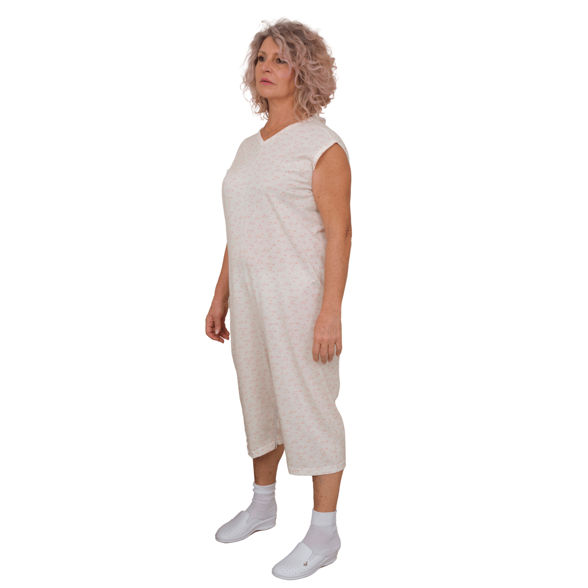 Adaptive Summer Pyjamas – Model 9012/8 – Sleeveless & Shorts – 100% Cotton – Back & Inner Leg Zippers – Alzheimer & Incontinence Care – Made in Italy