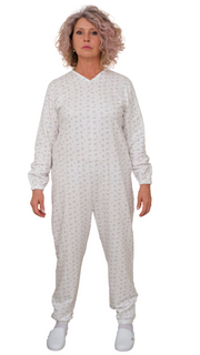 Winter Fleece Pyjama Suit with Back Fastening, Single Colour, 100% Cotton - 9012-F - Alzheimer and Dementia