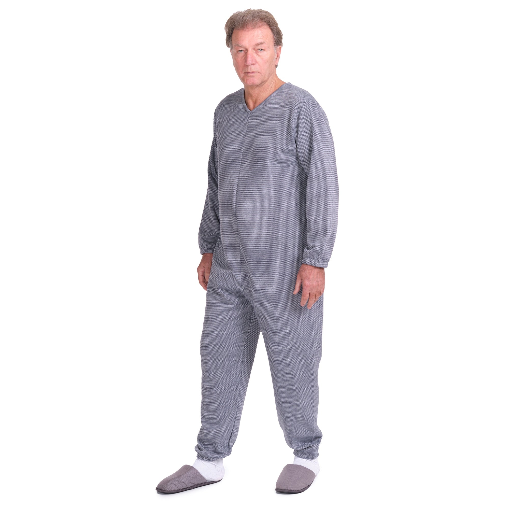 Long-sleeved Winter Pyjamas with Back Closure Anti Strip Adaptive Clothing - 9014/1